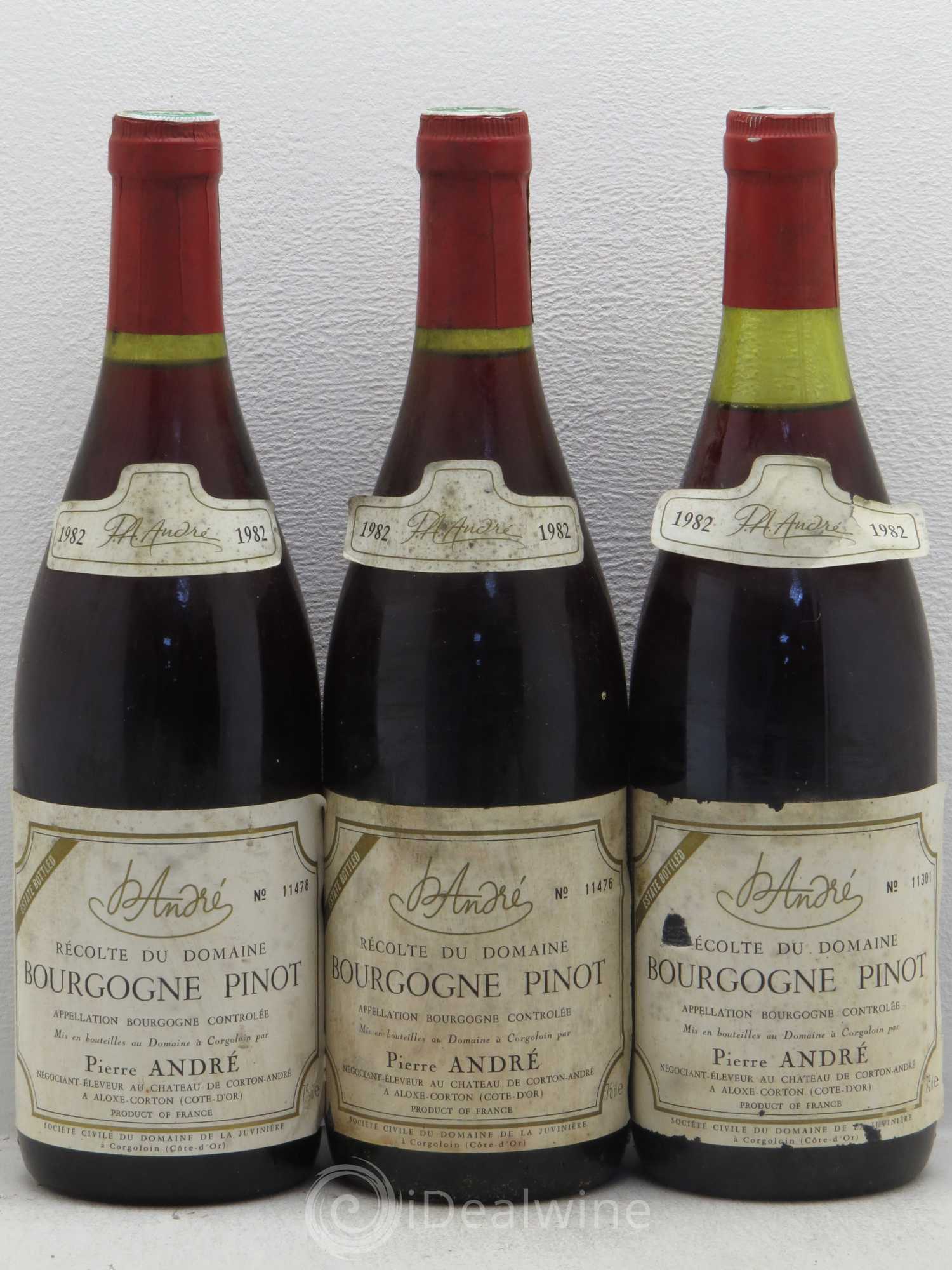 Bourgogne Pinot Pierre Andre 1982 - Lot de 3 bouteilles - 0