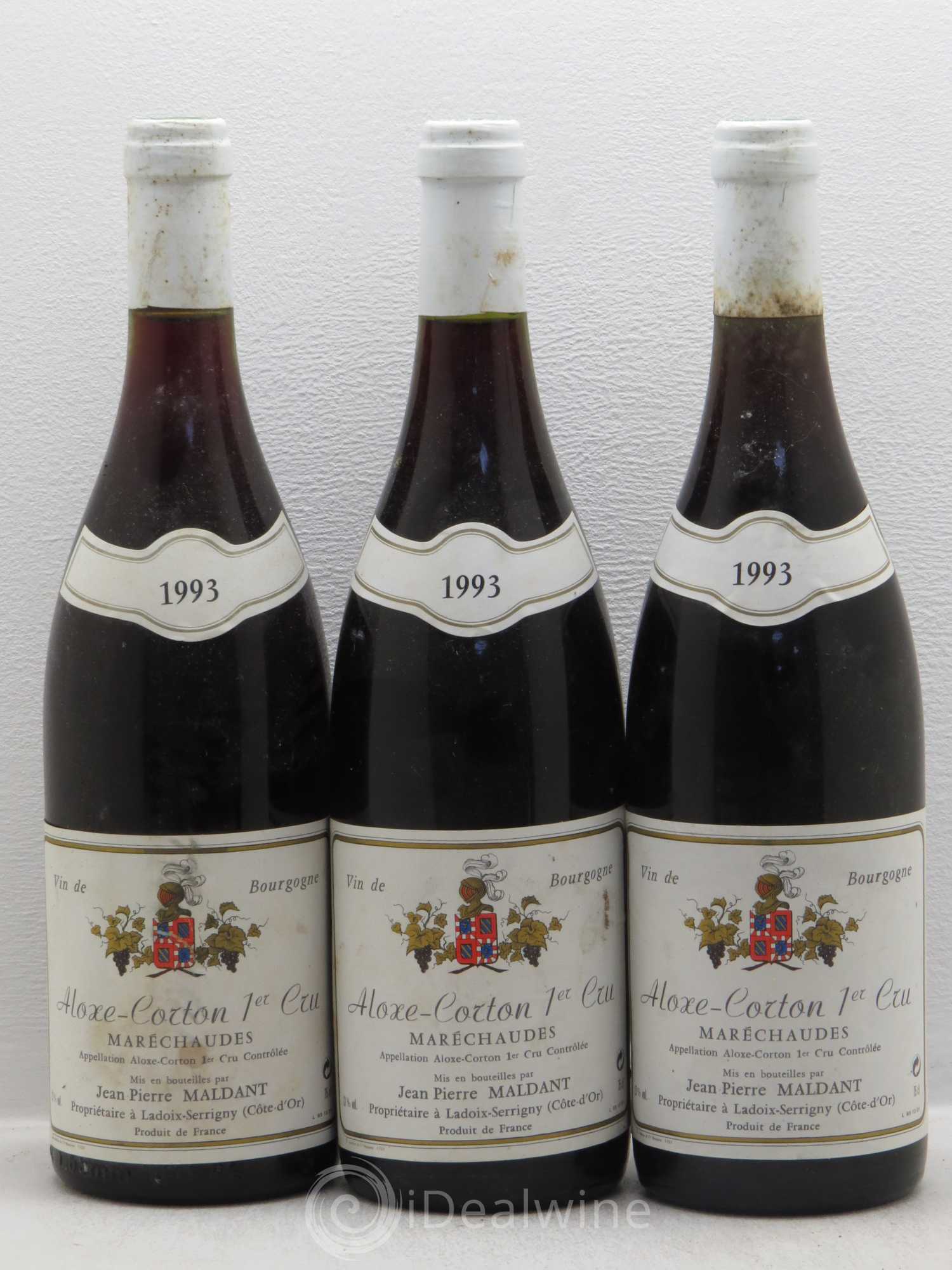 Aloxe-Corton 1er Cru Jean Pierre Maldant Marechaudes 1993 - Posten von 3 Flaschen - 0