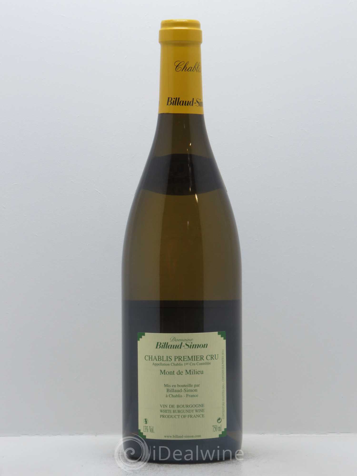 Chablis 1er Cru Mont de Milieu Billaud-Simon (Domaine) 2015 - Lot de 1 bouteille - 1