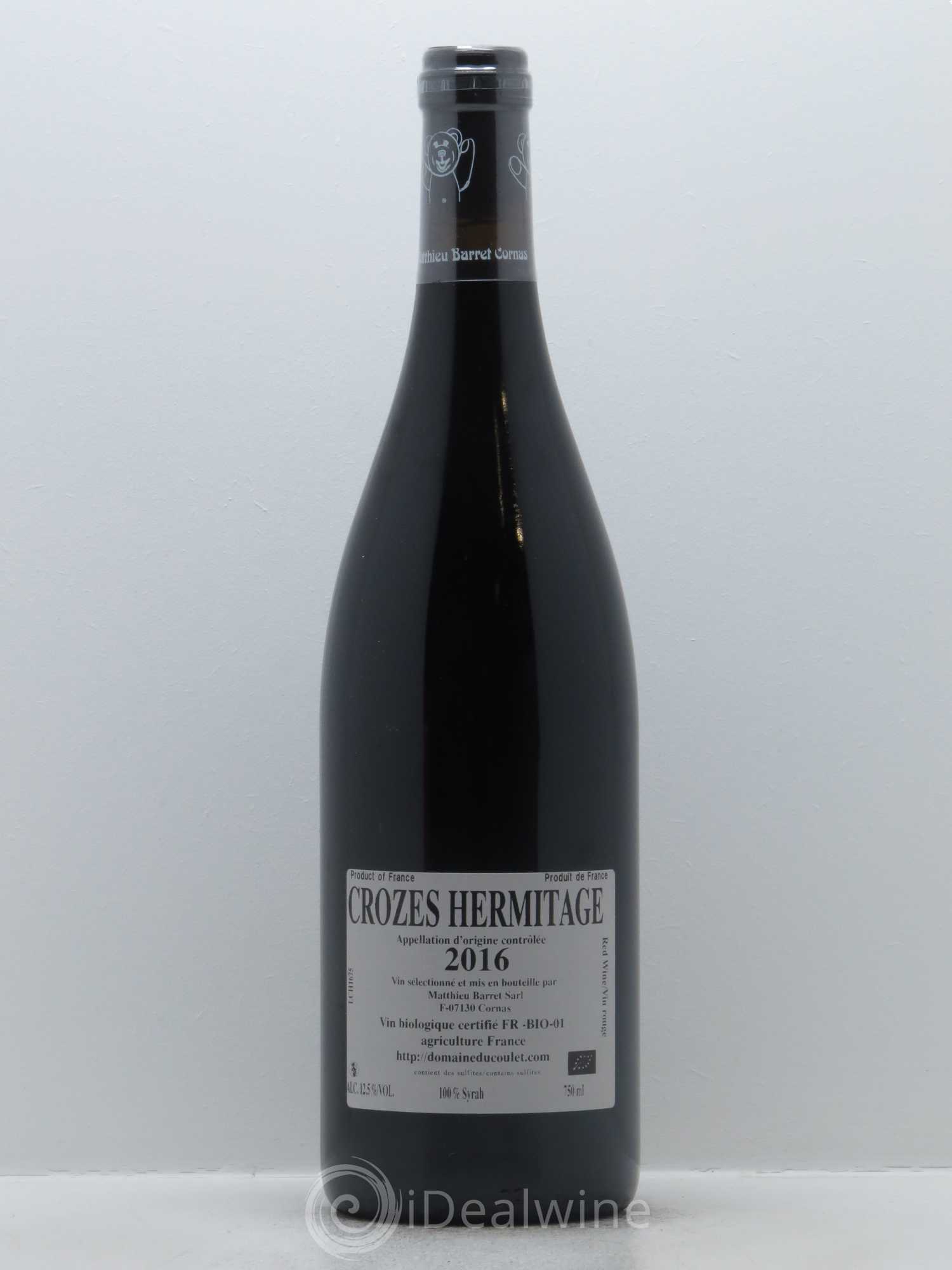 Crozes-Hermitage Et la Bannière Coulet (Domaine du) - Matthieu Barret 2016 - Lot de 1 bouteille - 1