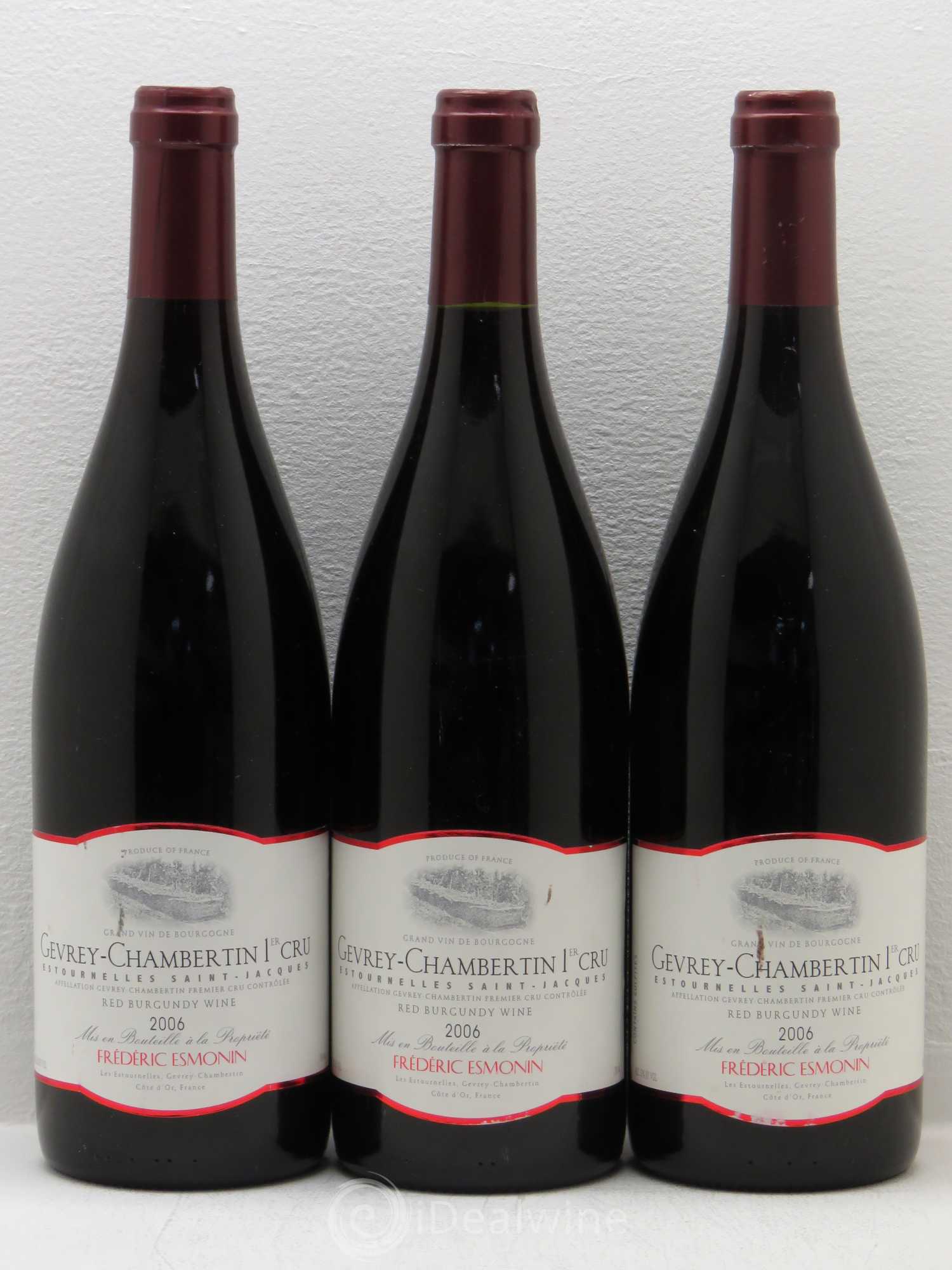 Gevrey-Chambertin 1er Cru Estournelles St Jacques Frederic Esmonin 2006 - Posten von 3 Flaschen - 0