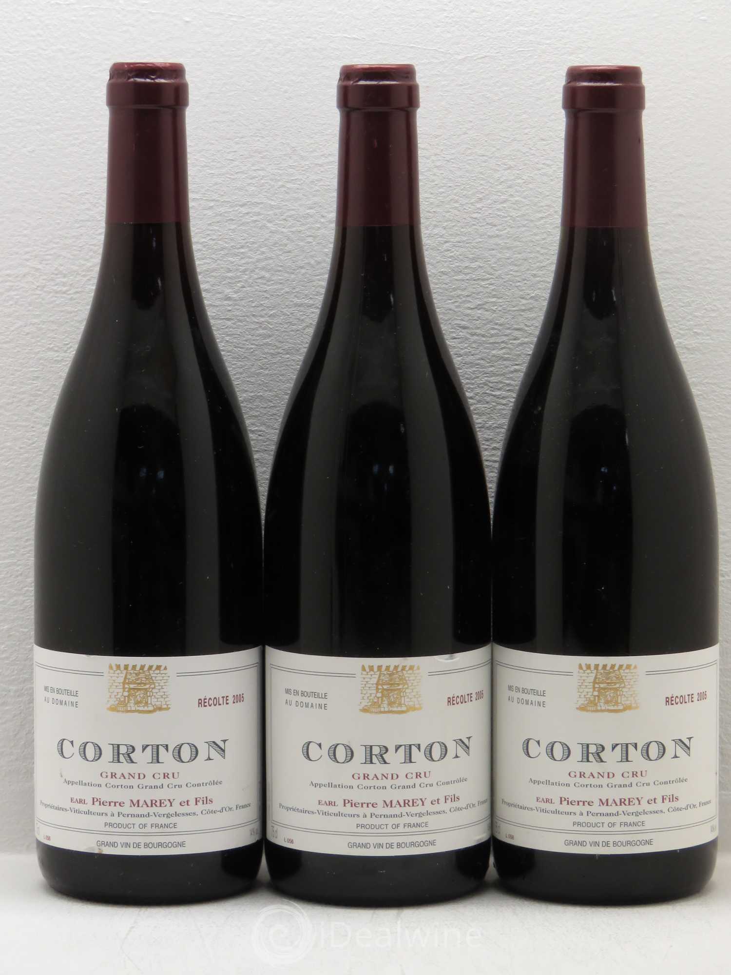 Corton Grand Cru Pierre Marey 2005 - Lot de 3 bouteilles - 0