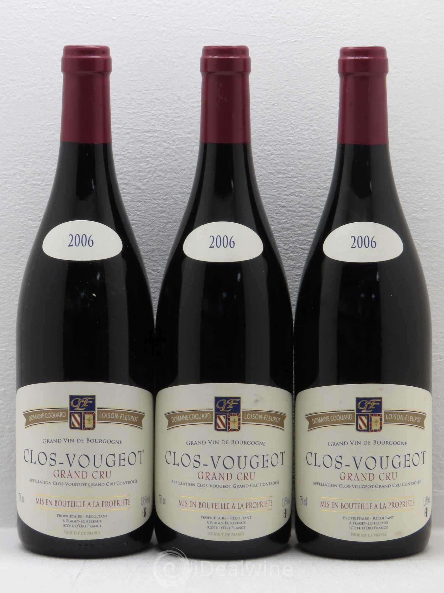Clos de Vougeot Grand Cru Coquard Loison Fleurot 2006 - Lot de 3 bouteilles - 0