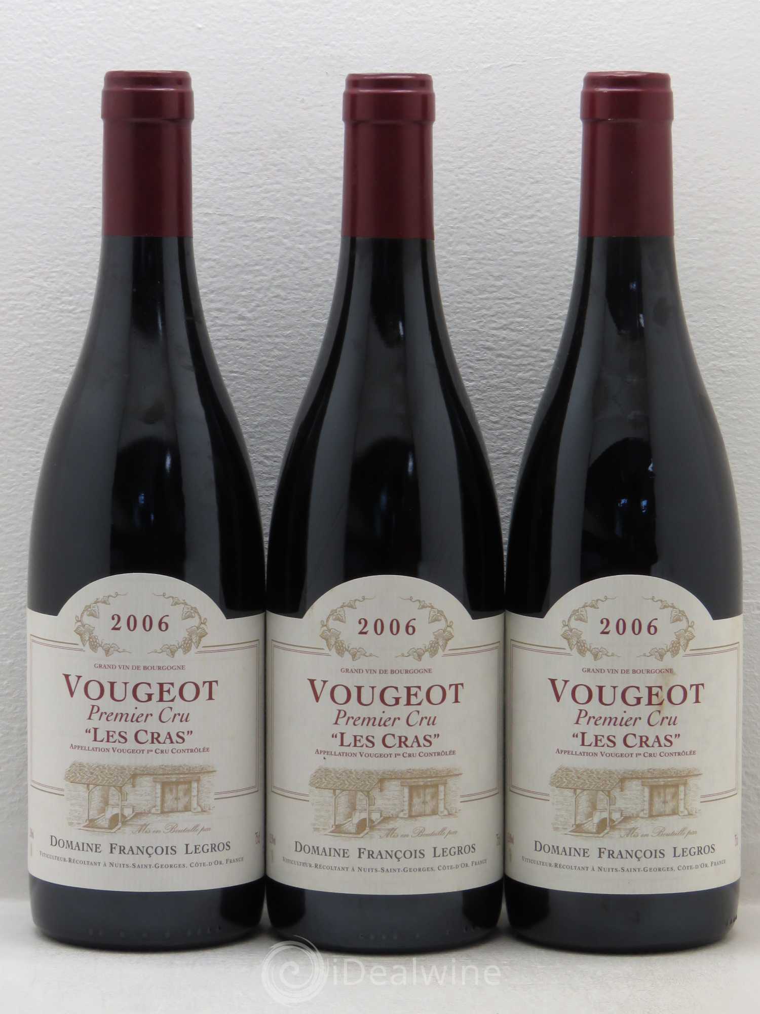 Vougeot 1er Cru Les Cras Domaine François Legros 2006 - Posten von 3 Flaschen - 0
