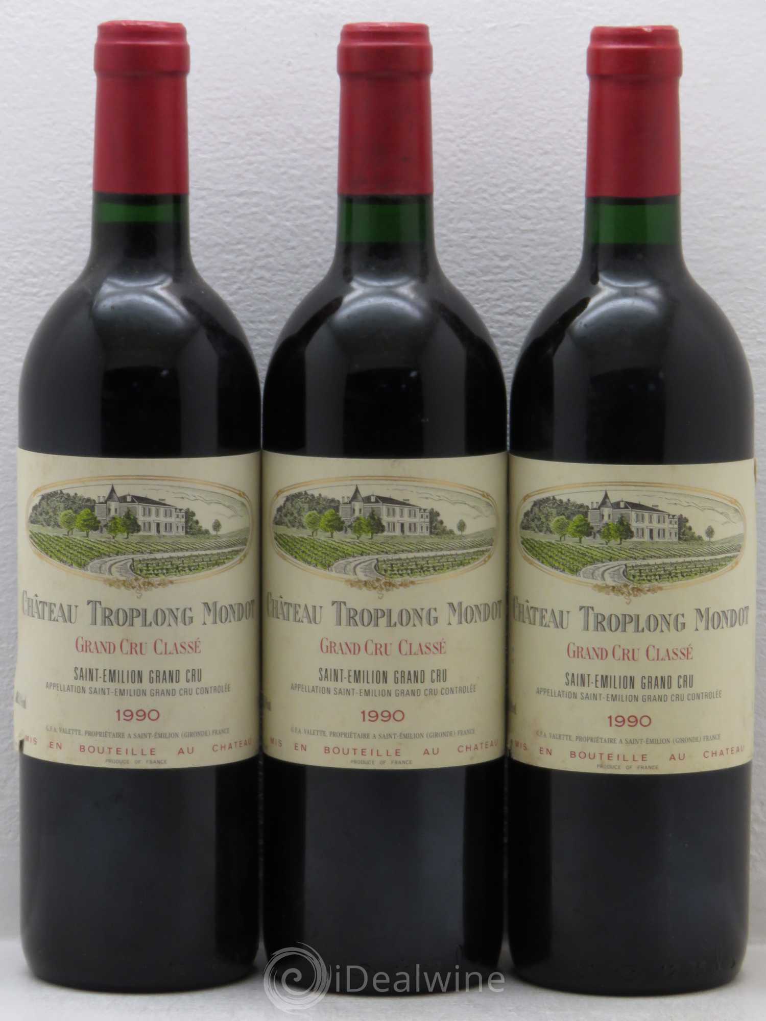 Château Troplong Mondot 1er Grand Cru Classé B 1990 - Lot de 3 bouteilles - 0
