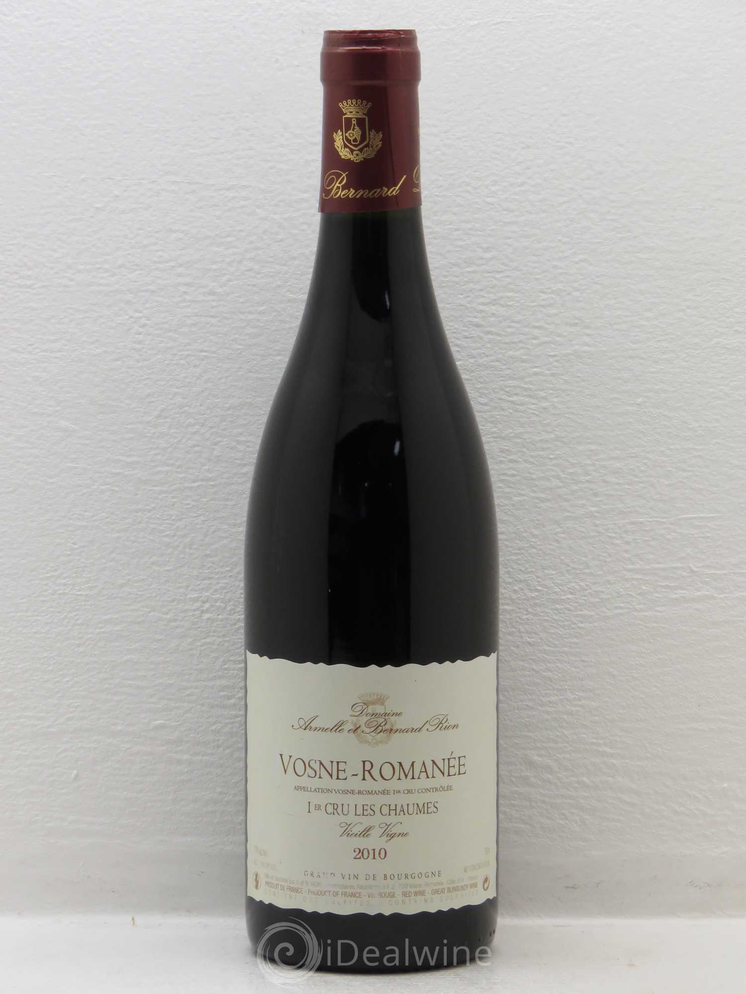 Vosne-Romanée 1er Cru Les Chaumes Vieilles Vignes A. Et B. Rion 2010 - Posten von 1 Flasche - 0