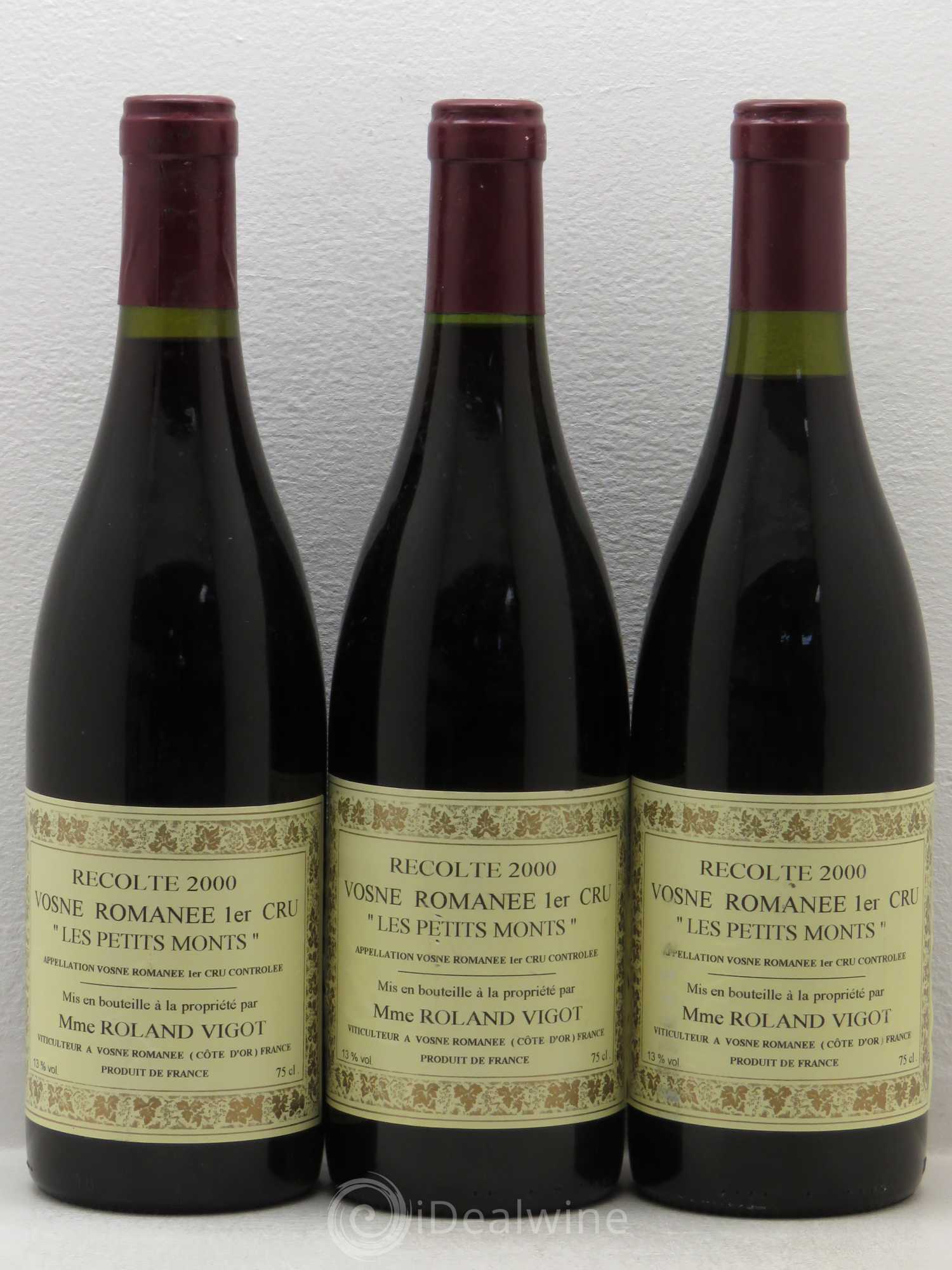 Vosne-Romanée 1er Cru Les Petits Monts R. Vigot 2000 - Lot de 3 bouteilles - 0