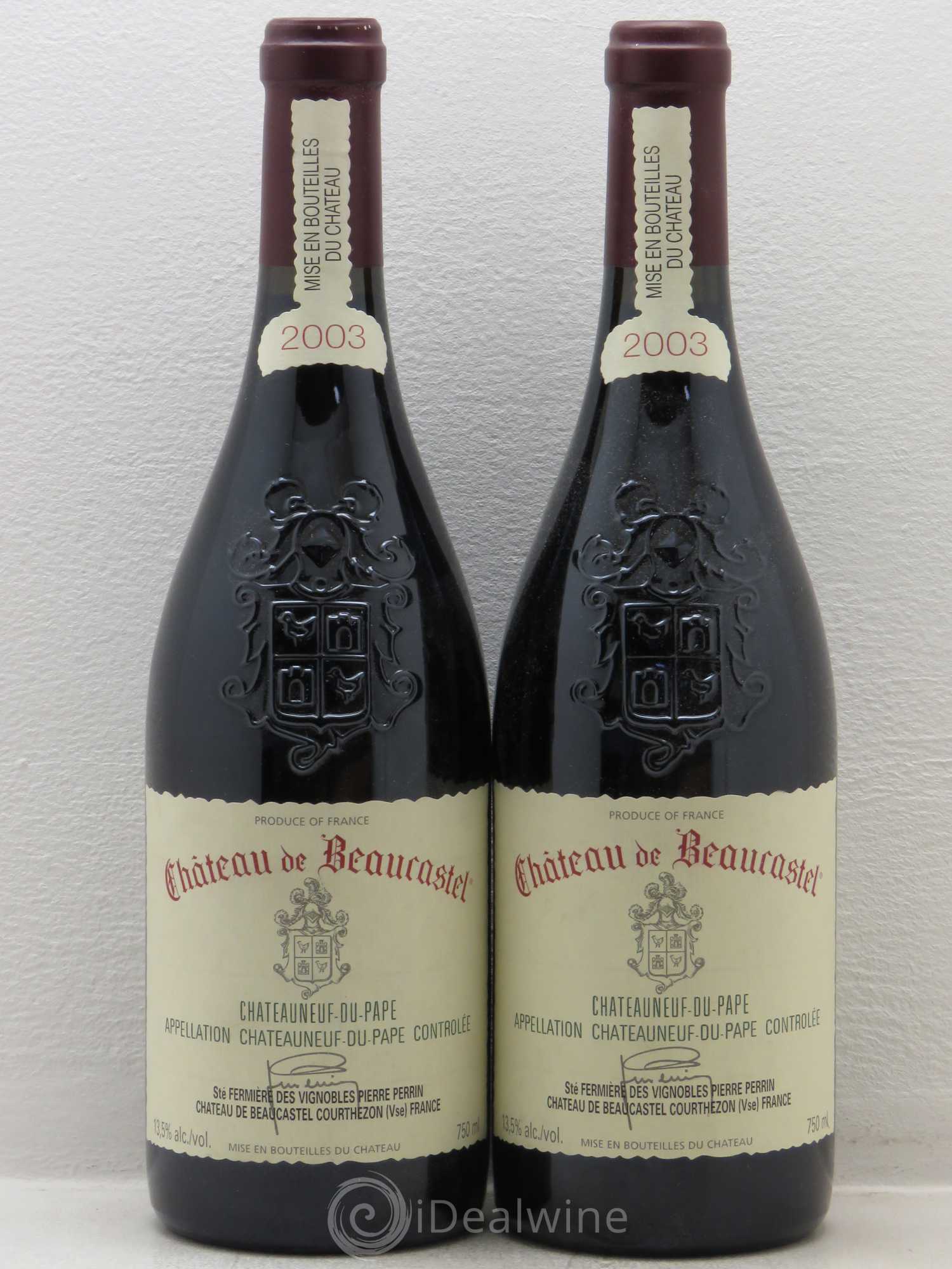 Châteauneuf-du-Pape Château de Beaucastel Famille Perrin 2003 - Lot de 2 bouteilles - 0