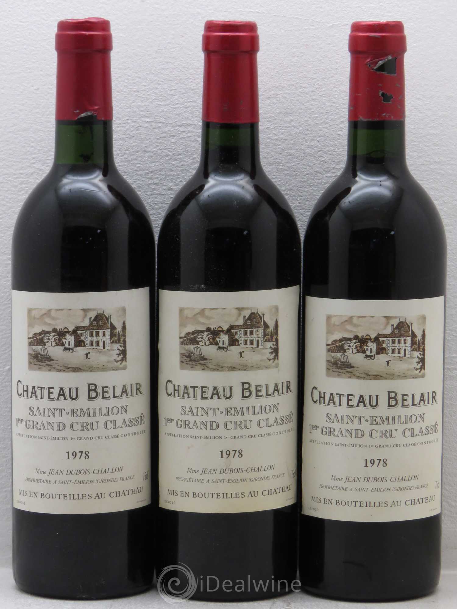 Château Belair (Belair-Monange) 1er Grand Cru Classé B 1978 - Lot de 3 bouteilles - 0