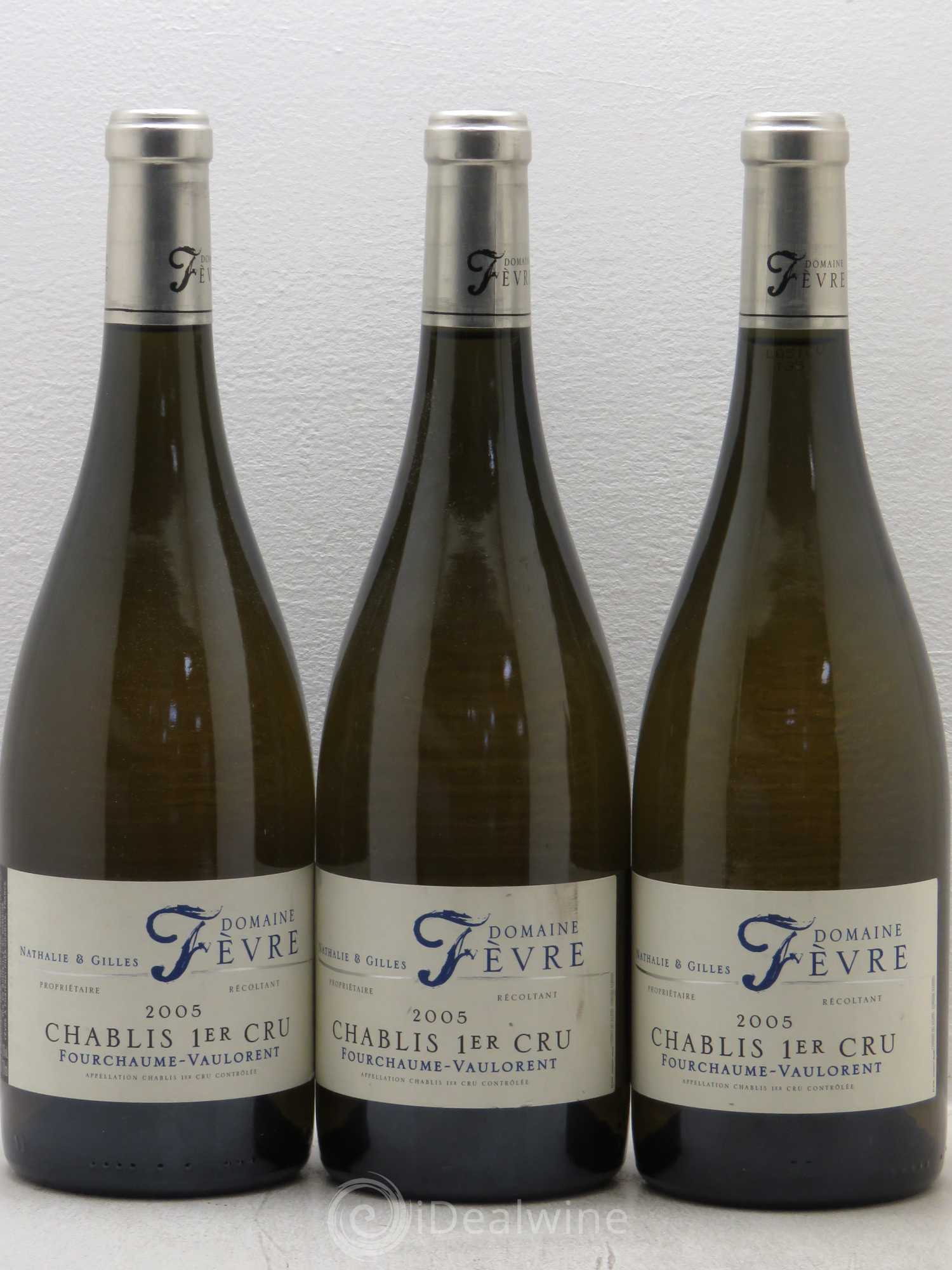 Chablis 1er Cru Fourchaume Vaulorent Nathalie et Gilles Fevre (sans prix de réserve) 2005 - Posten von 3 Flaschen - 0