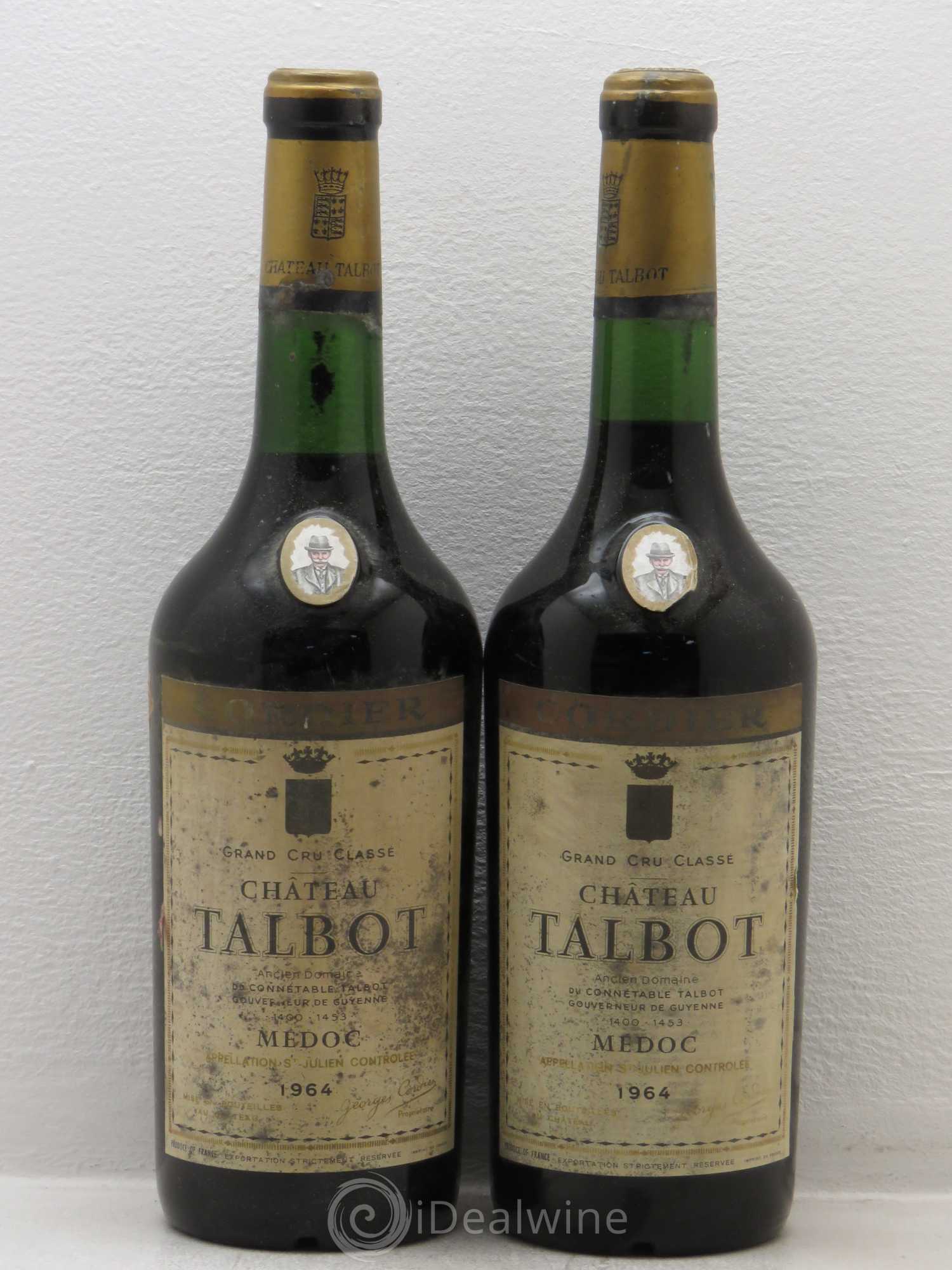 Château Talbot 4ème Grand Cru Classé 1964 - Lot de 2 bouteilles - 0