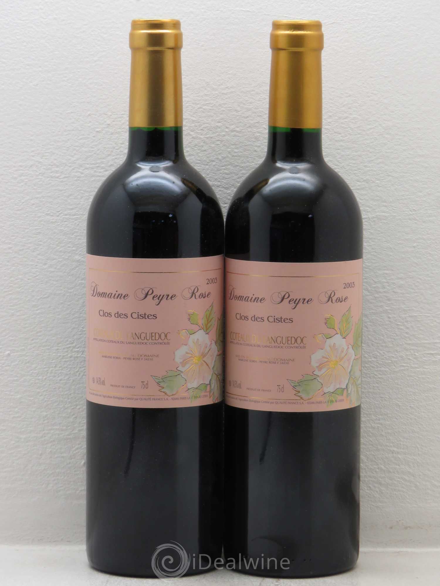 Vin de France (anciennement Coteaux du Languedoc) Domaine Peyre Rose Les Cistes Marlène Soria 2003 - Lot de 2 bouteilles - 0