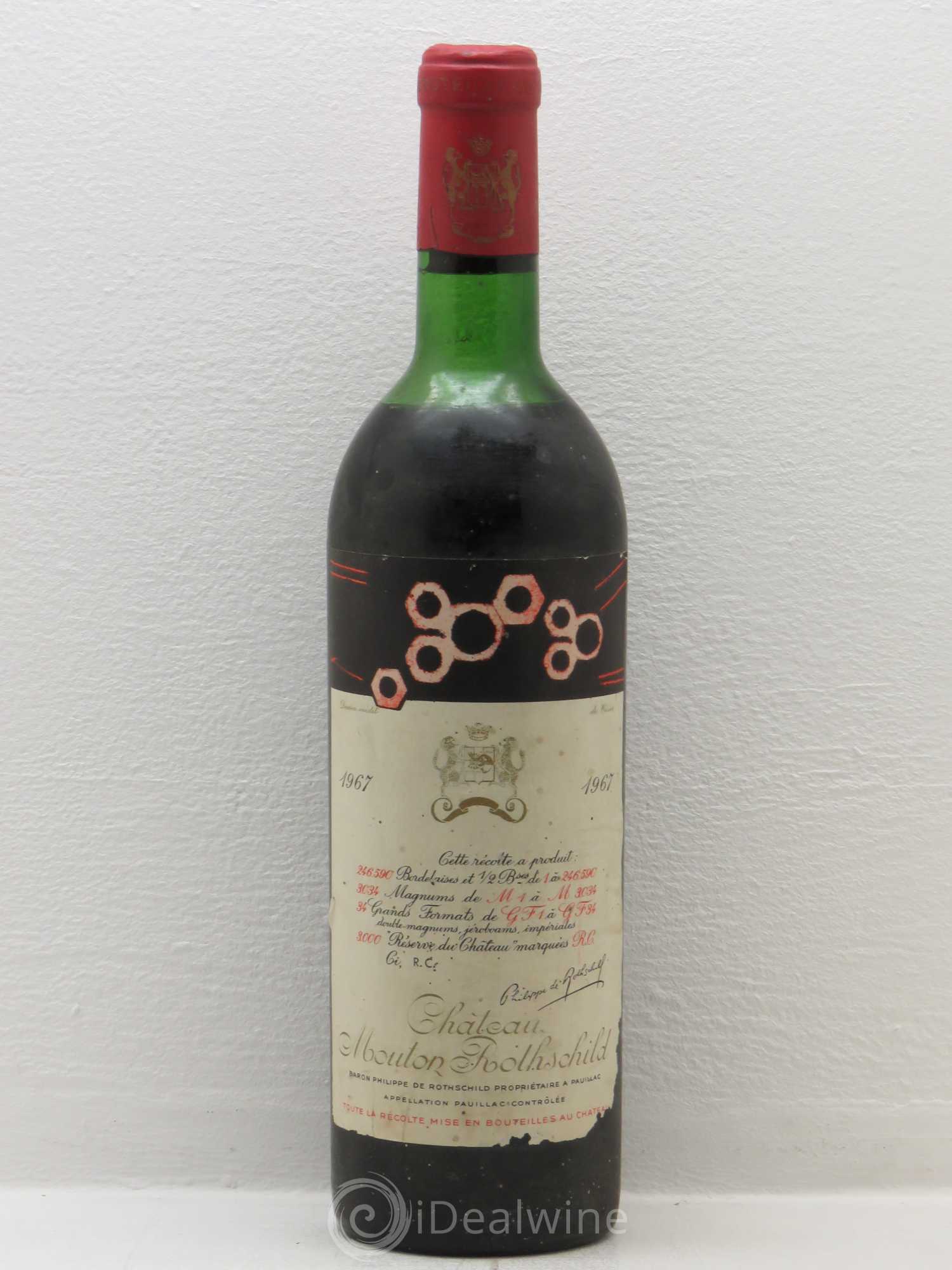 Château Mouton Rothschild 1er Grand Cru Classé 1967 - Lot de 1 bouteille - 0