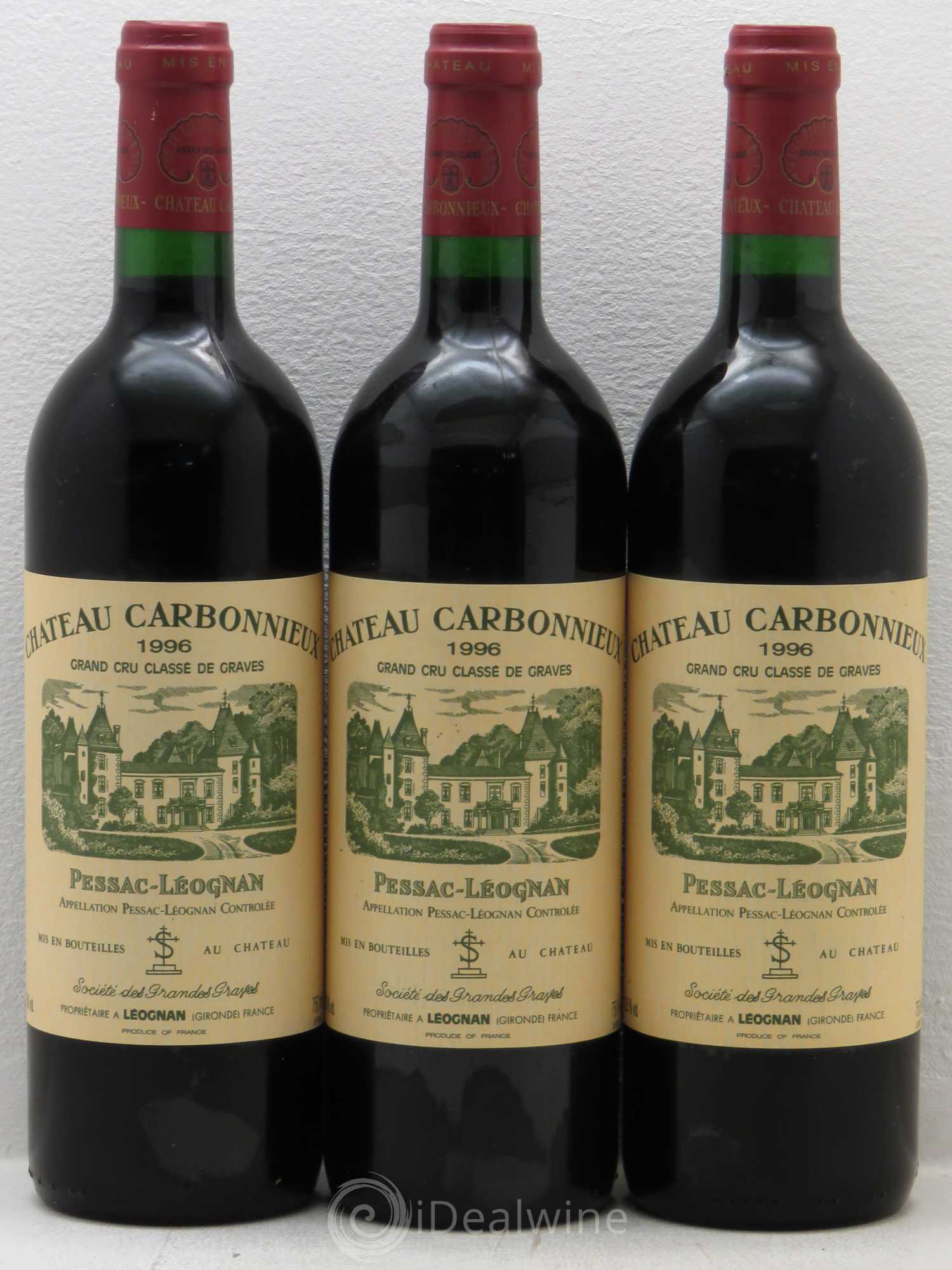 Château Carbonnieux Cru Classé de Graves 1996 - Lot de 3 bouteilles - 0