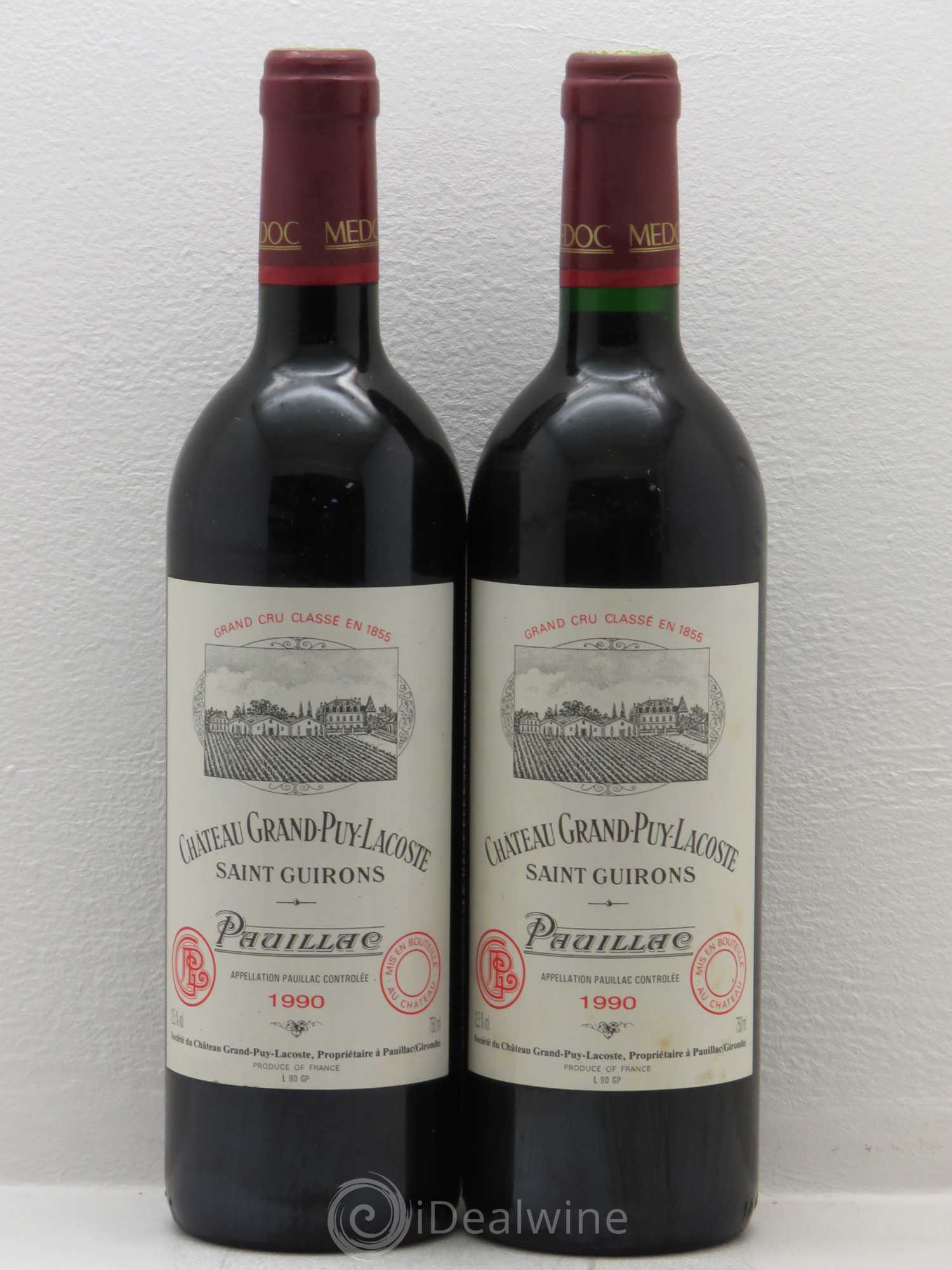Château Grand Puy Lacoste 5ème Grand Cru Classé 1990 - Lot de 2 bouteilles - 0