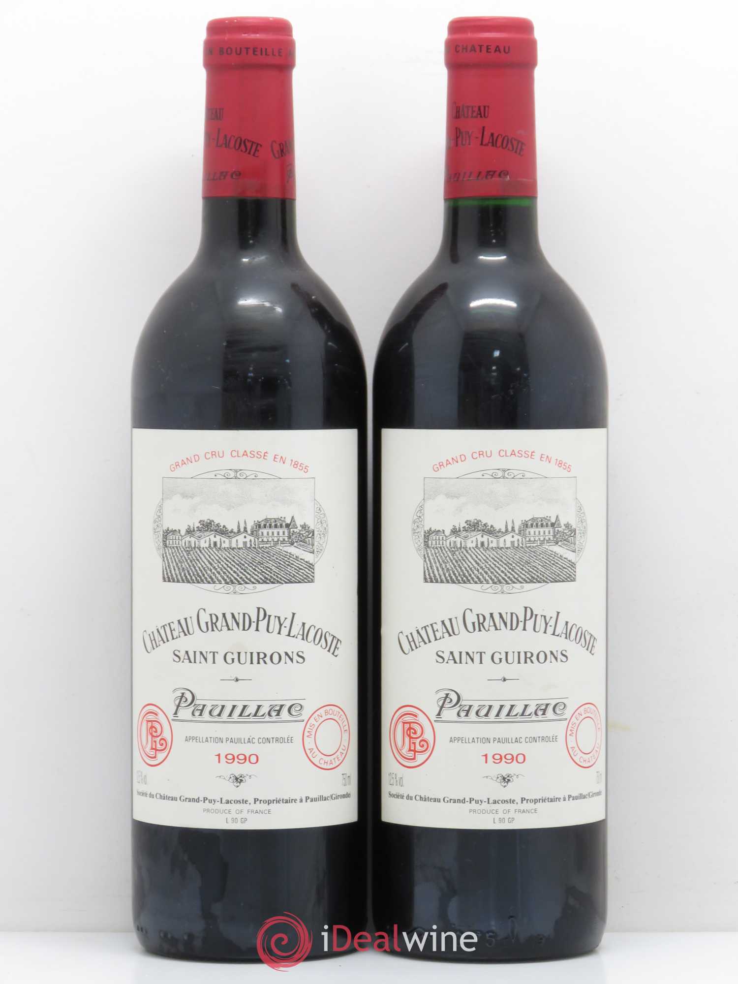 Château Grand Puy Lacoste 5ème Grand Cru Classé 1990 - Lot de 2 bouteilles - 0