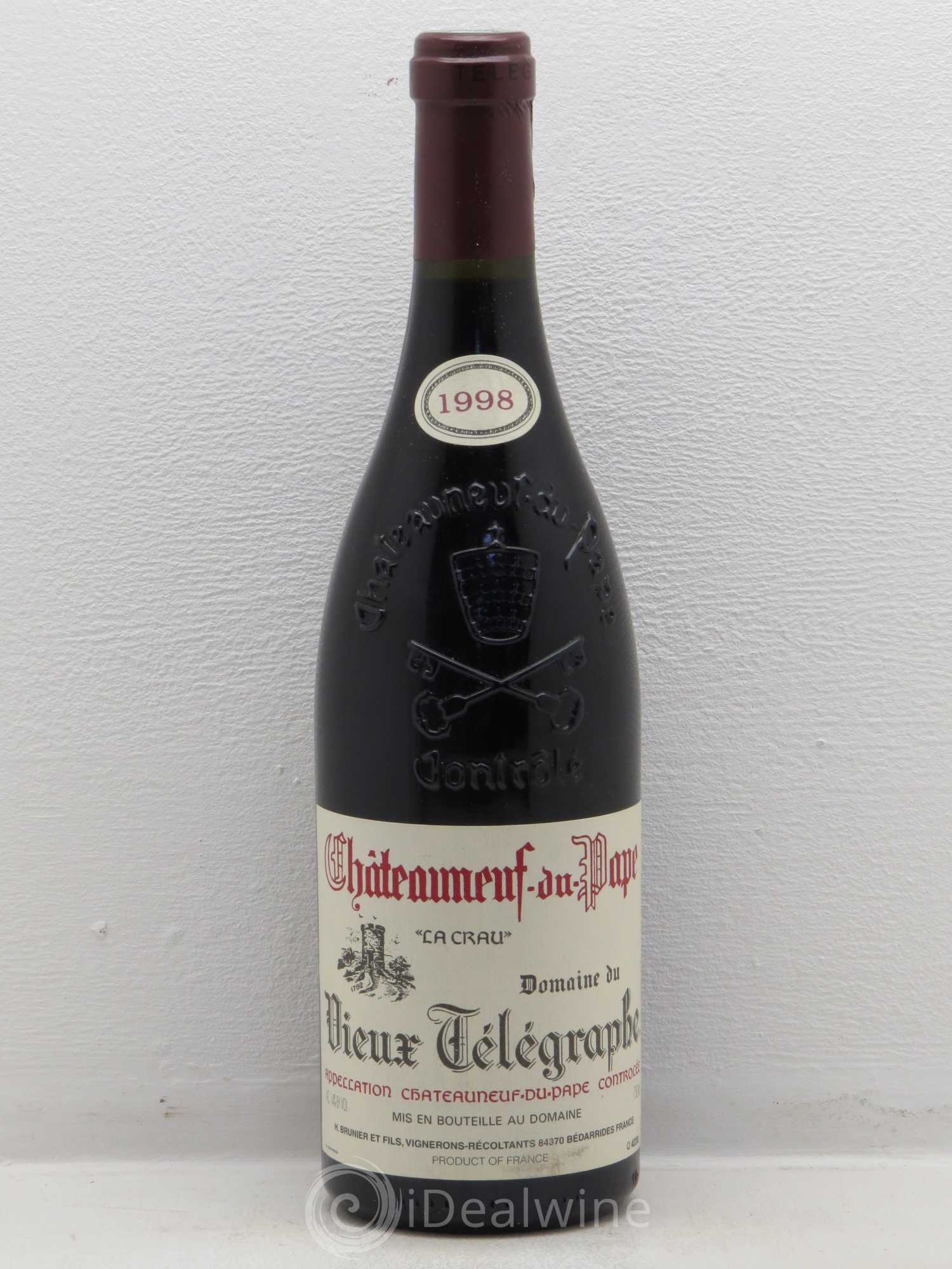 Châteauneuf-du-Pape Vieux Télégraphe (Domaine du) Vignobles Brunier 1998 - Posten von 1 Flasche - 0