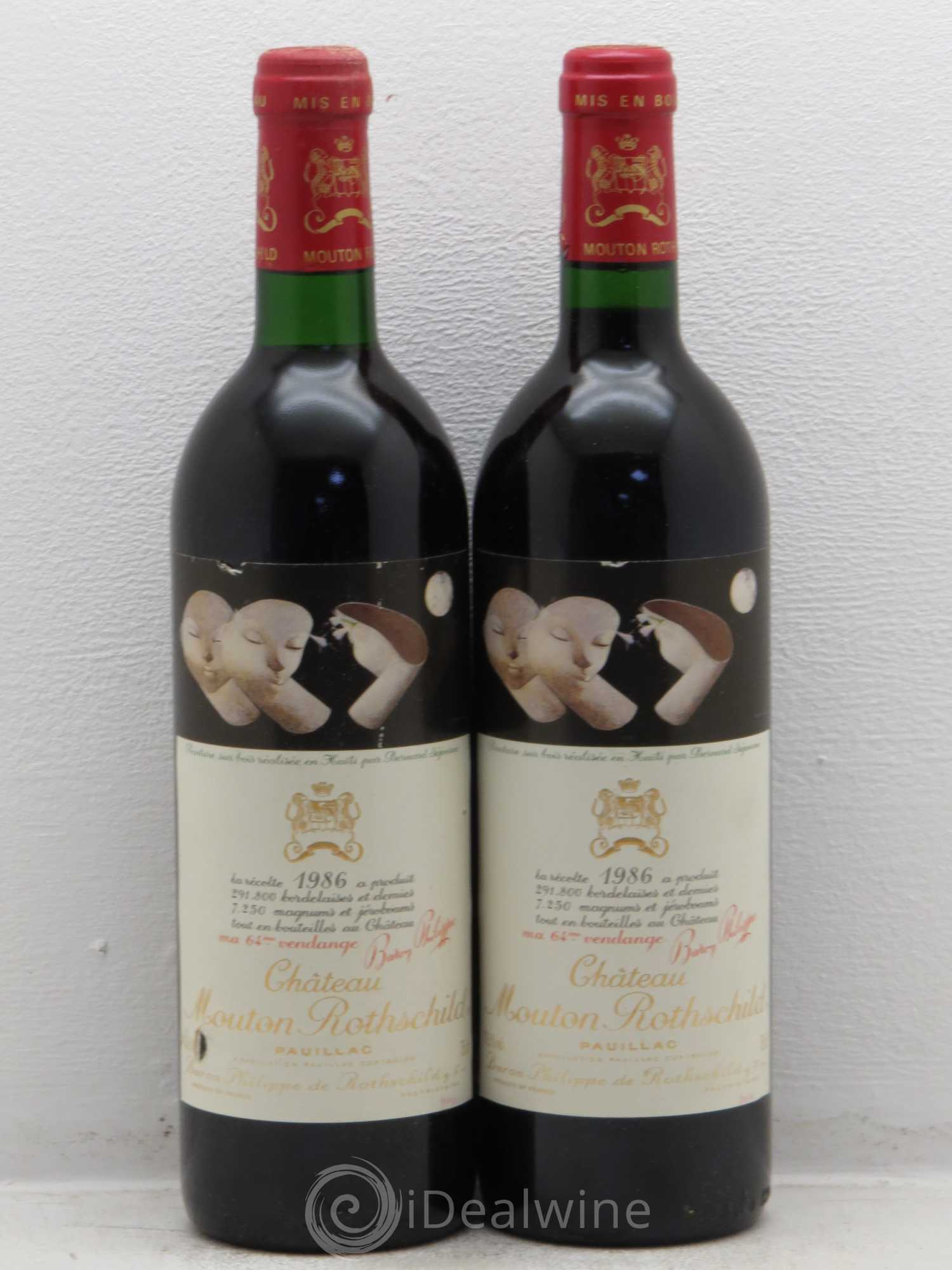 Château Mouton Rothschild 1er Grand Cru Classé 1986 - Lot de 2 bouteilles - 0