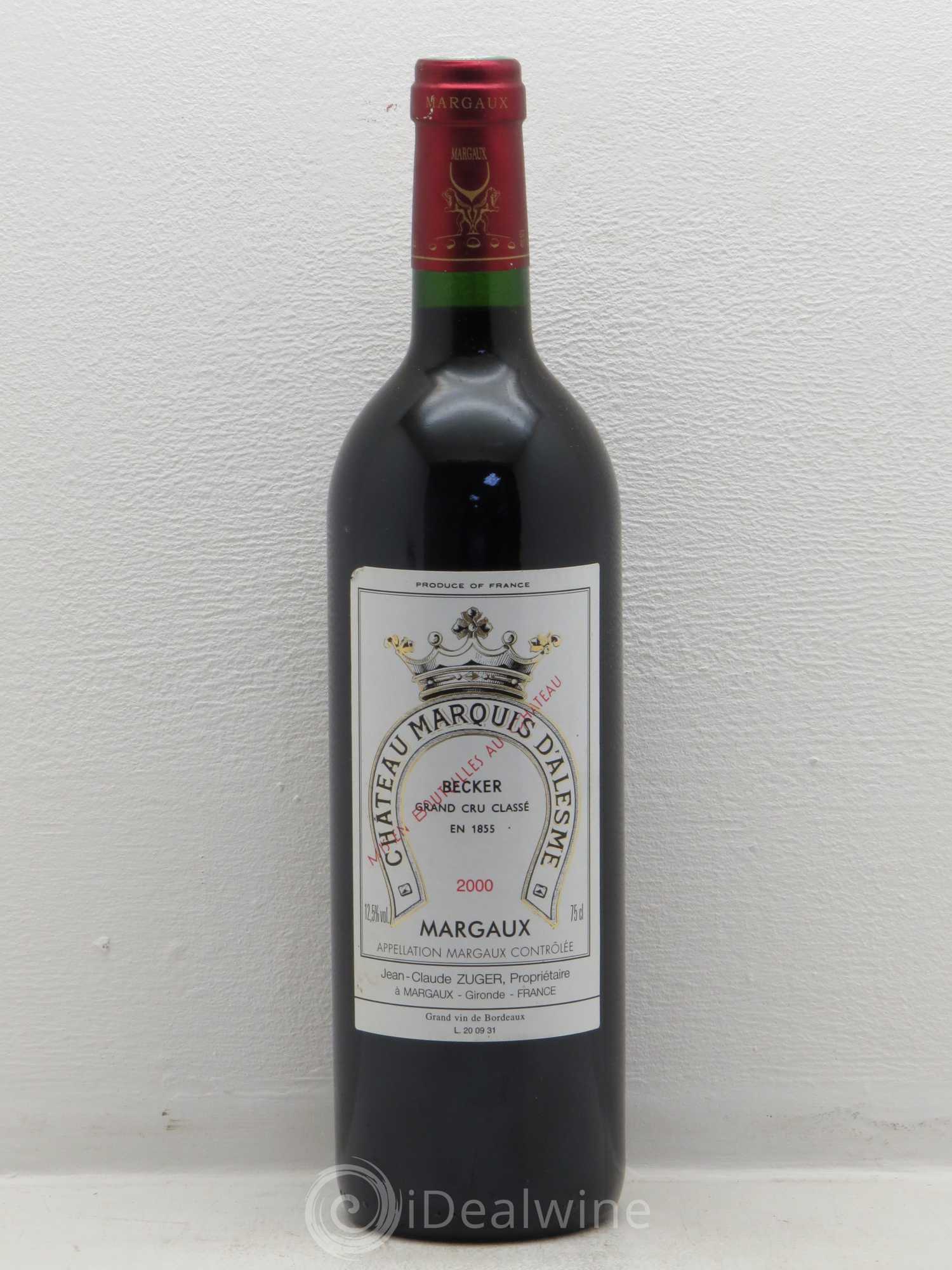 Château Marquis d'Alesme 2000 - Lot de 1 bouteille - 0
