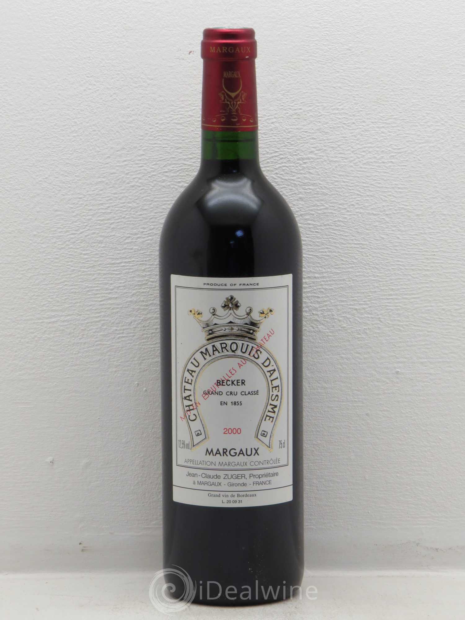 Château Marquis d'Alesme 2000 - Lot de 1 bouteille - 0