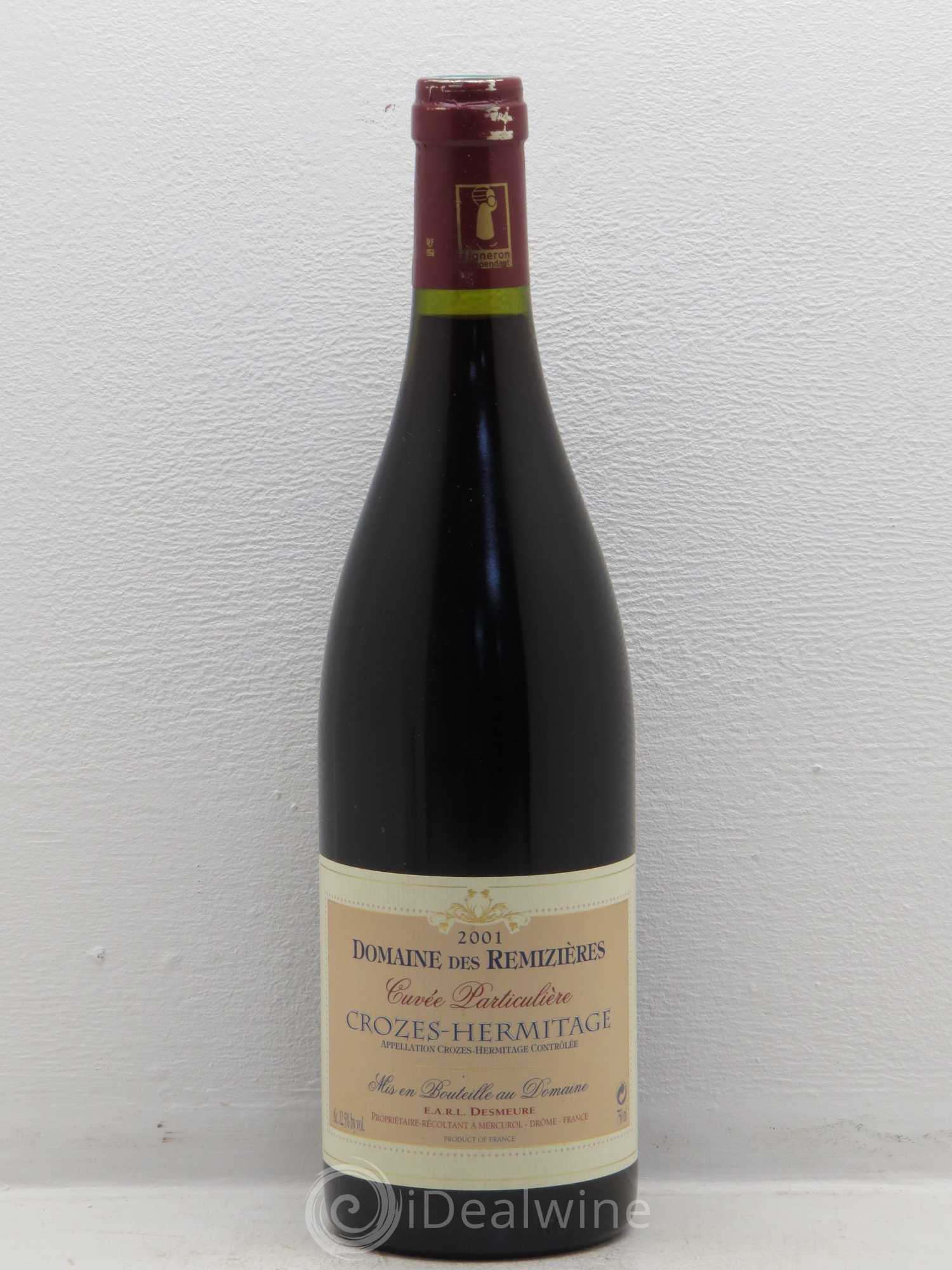 Crozes-Hermitage Cuvée particulière Domaine Remizieres 2001 - Posten von 1 Flasche - 0