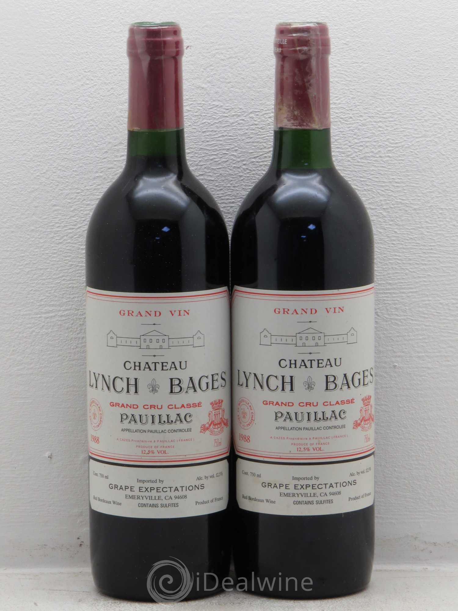 Château Lynch Bages 5ème Grand Cru Classé Import Grape expectations 1988 - Lot de 2 bouteilles - 0