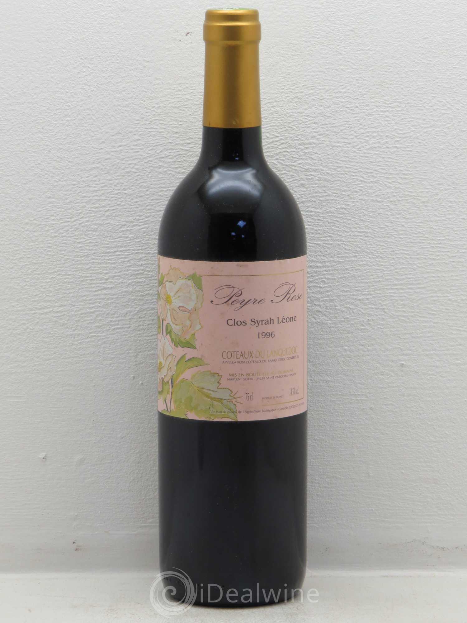 Coteaux du Languedoc Domaine Peyre Rose Belle Léone (anciennement Syrah Léone) Marlène Soria 1996 - Lot de 1 bouteille - 0