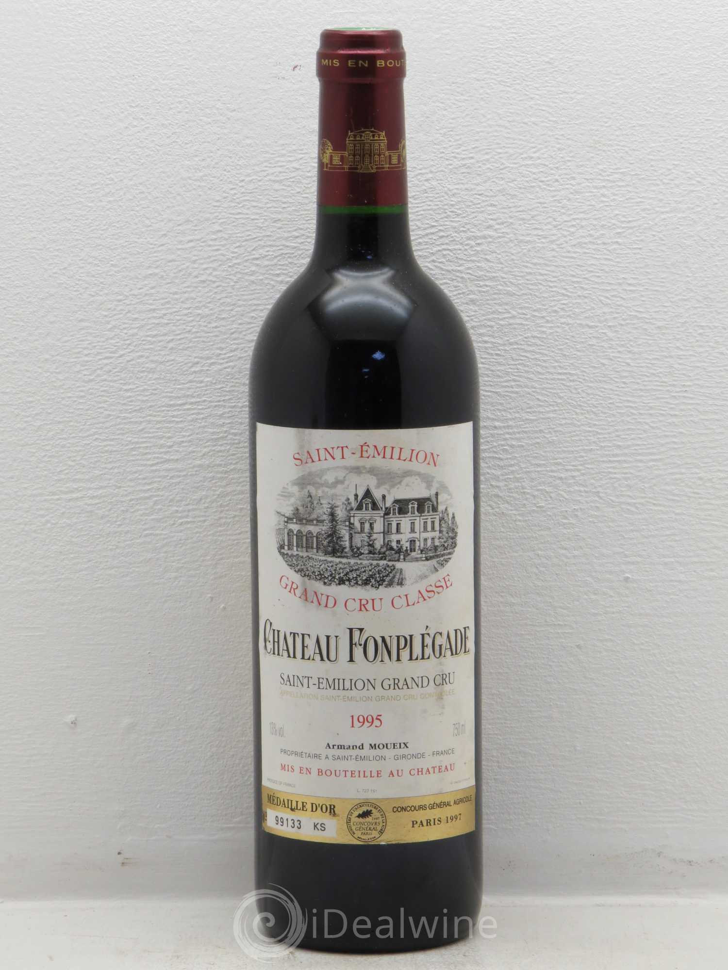 Château Fonplegade Grand Cru Classé 1995 - Lot de 1 bouteille - 0