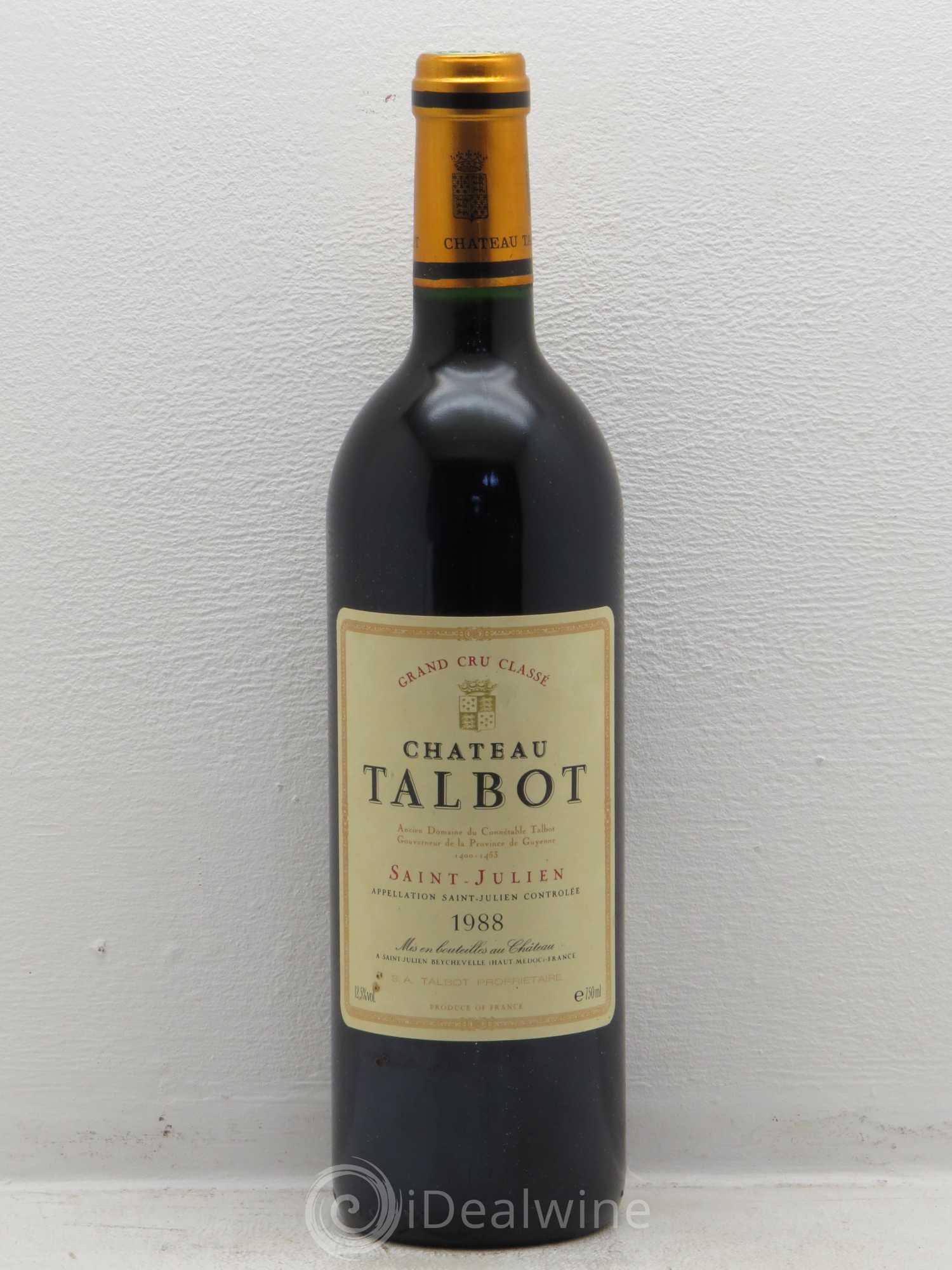 Château Talbot 4ème Grand Cru Classé 1988 - Lot de 1 bouteille - 0