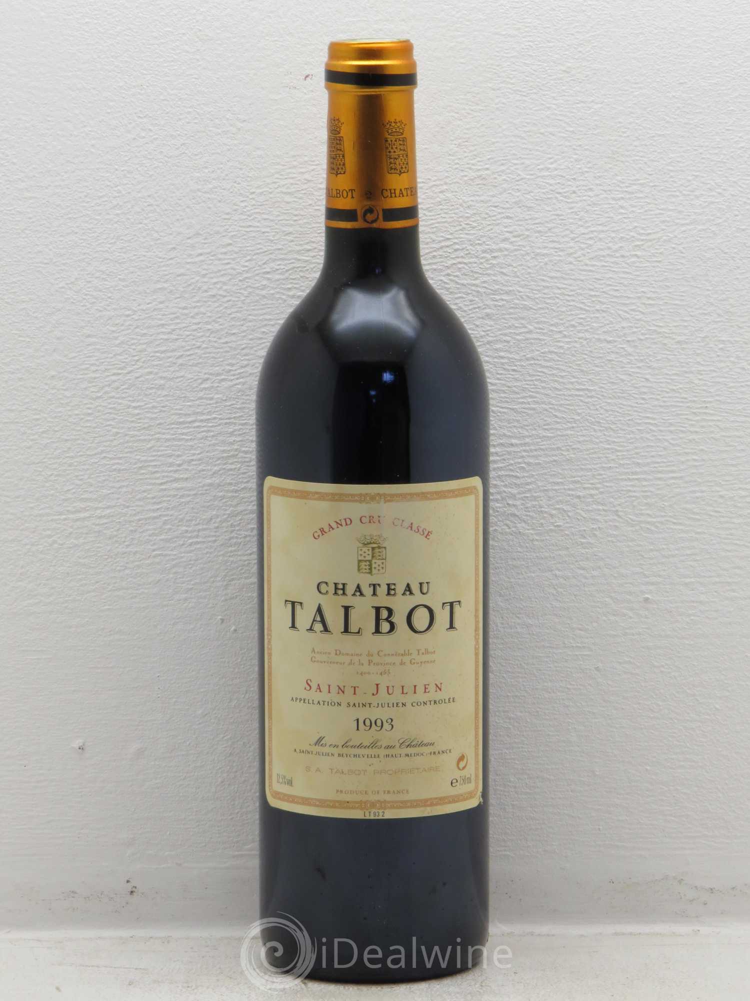 Château Talbot 4ème Grand Cru Classé 1993 - Lot de 1 bouteille - 0