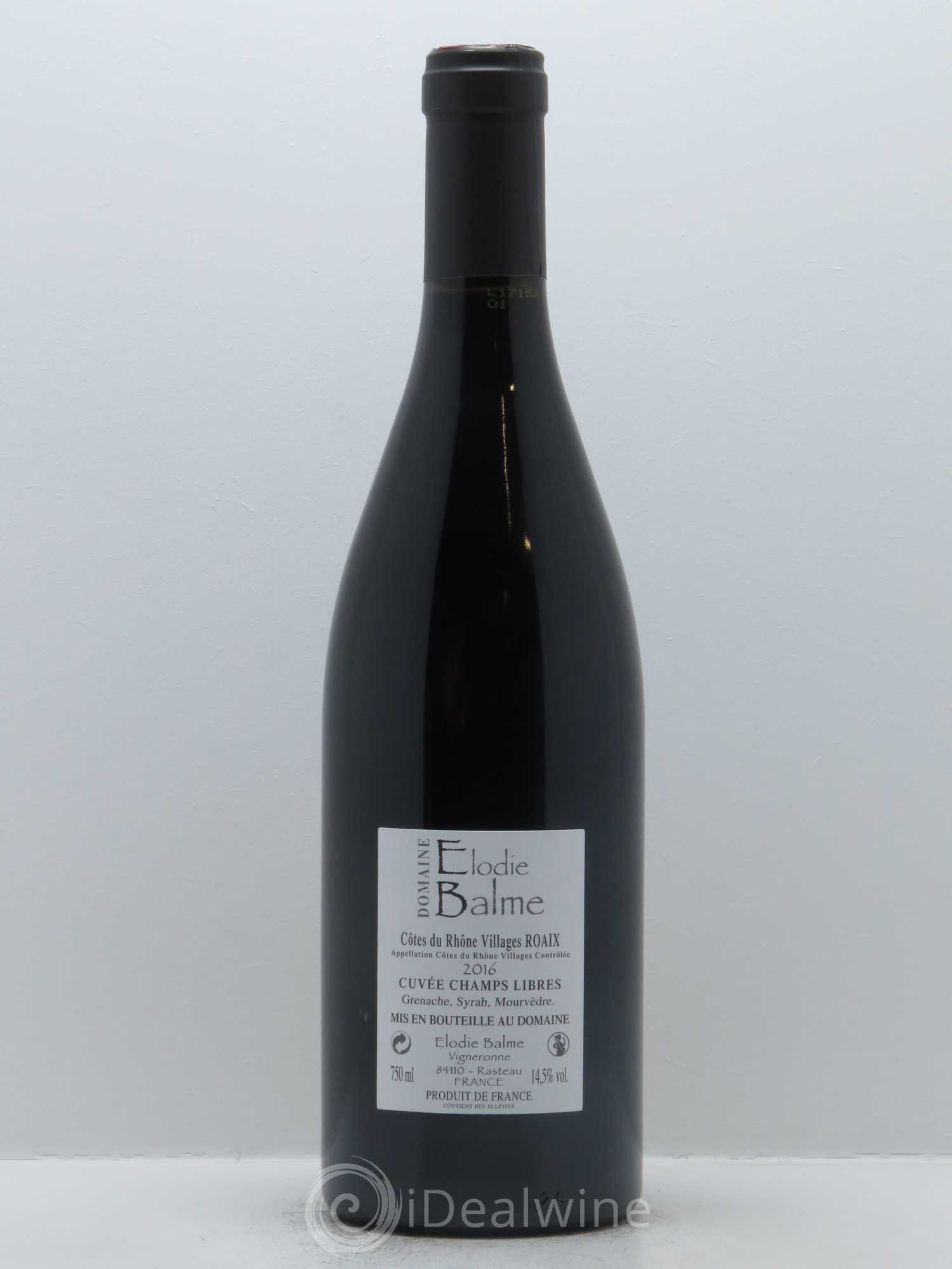 Côtes-du-Rhône-Villages Roaix Champs Libres Elodie Balme (Domaine) 2016 - Lot de 1 bouteille - 1