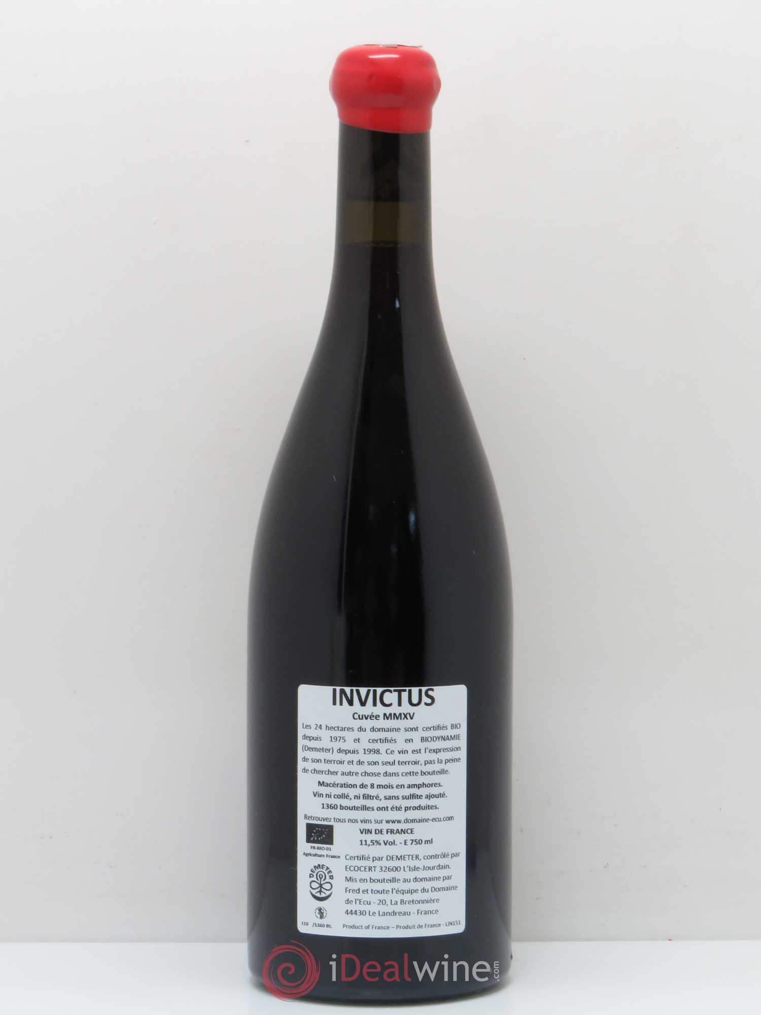 Vin de France Invictus Domaine de L'Ecu 2015 - Lot de 1 bouteille - 1