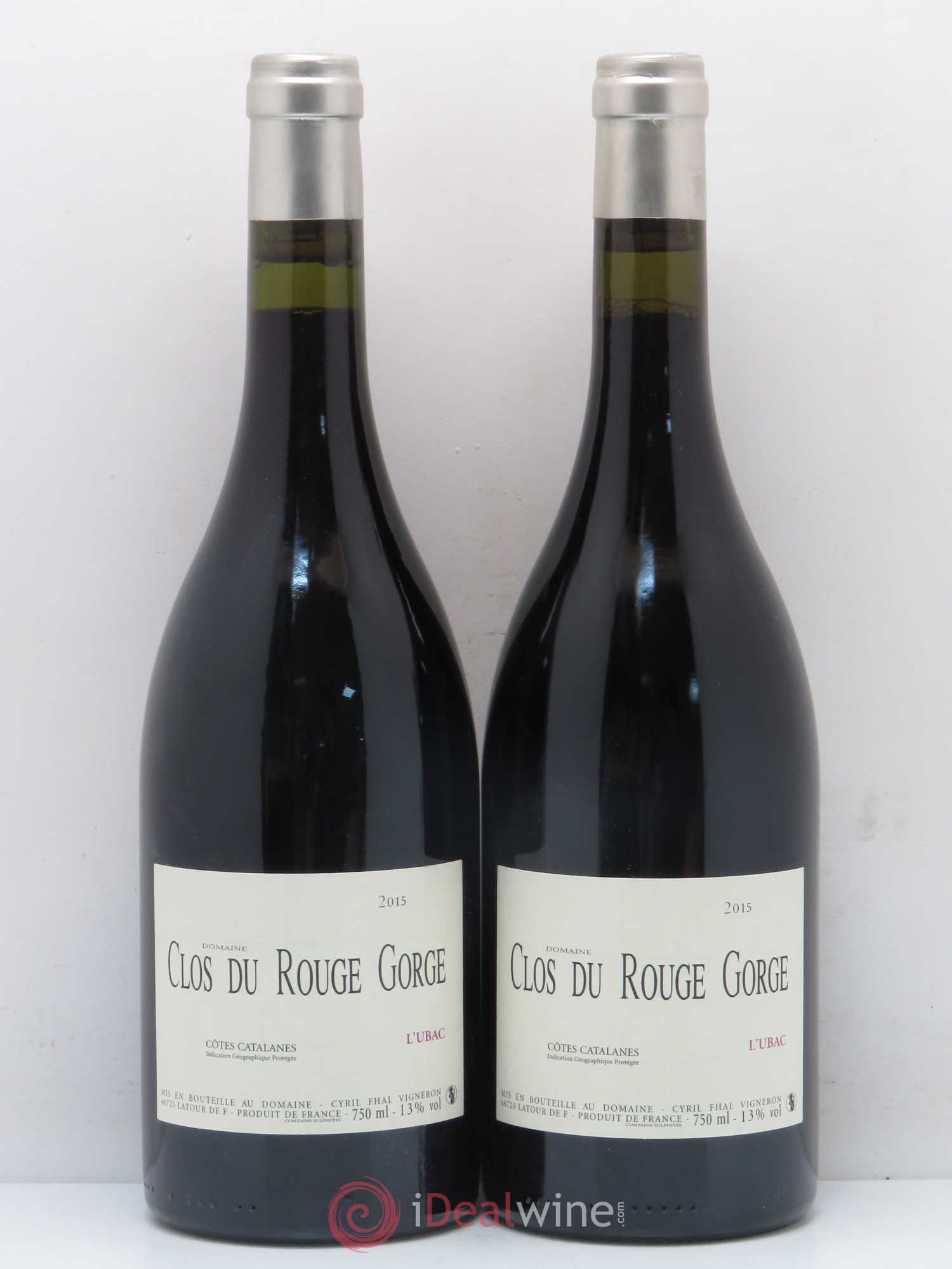 Côtes Catalanes Clos du Rouge Gorge L'Ubac Cyril Fhal 2015 - Lot de 2 bouteilles - 0