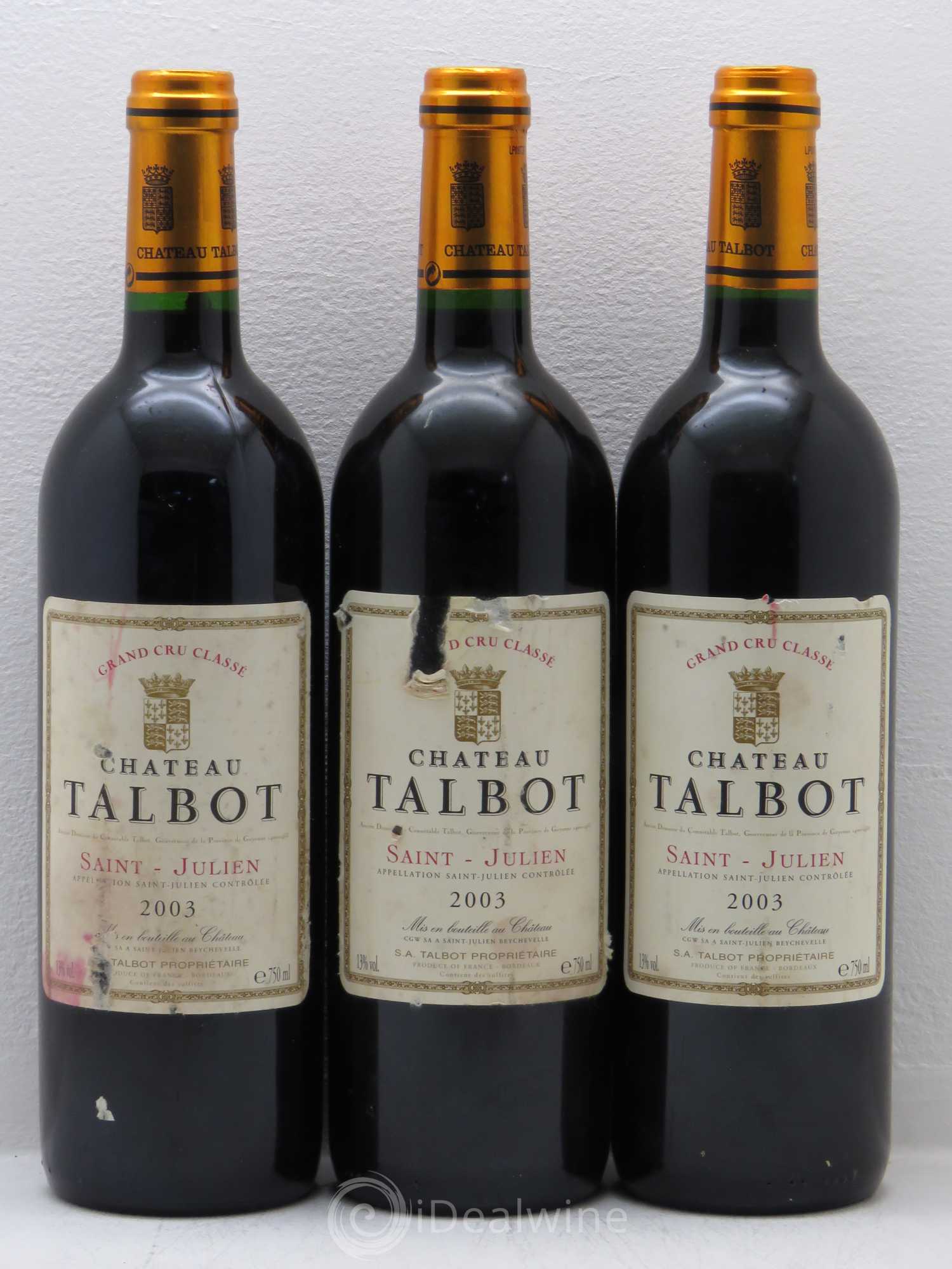 Château Talbot 4ème Grand Cru Classé 2003 - Lot de 6 bouteilles - 2
