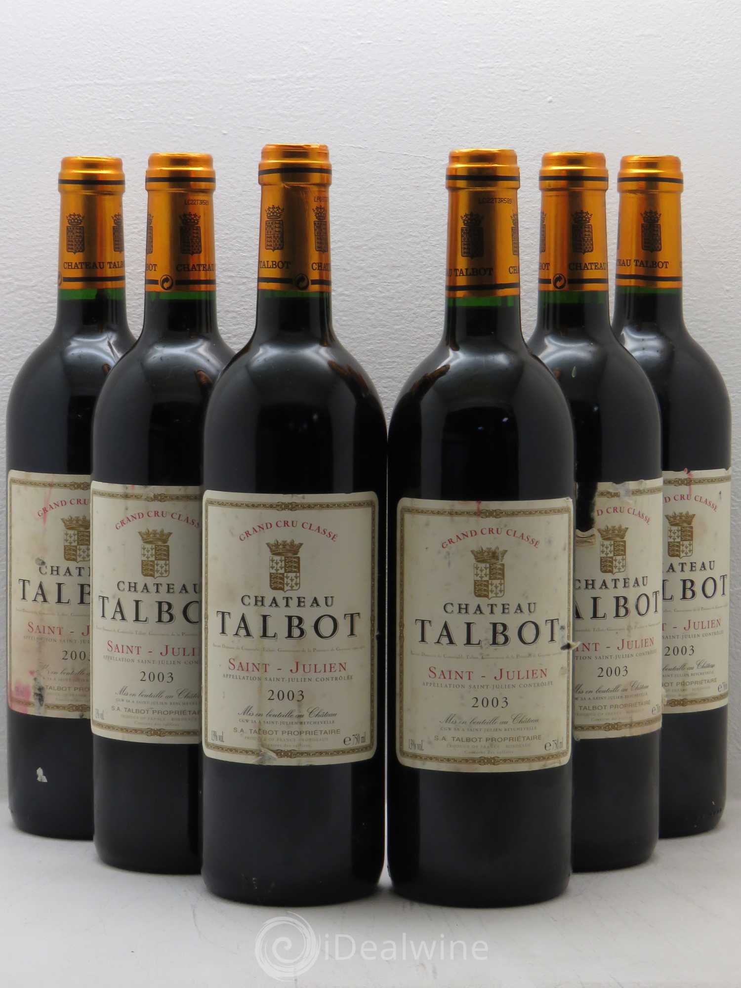 Château Talbot 4ème Grand Cru Classé 2003 - Lot de 6 bouteilles - 0