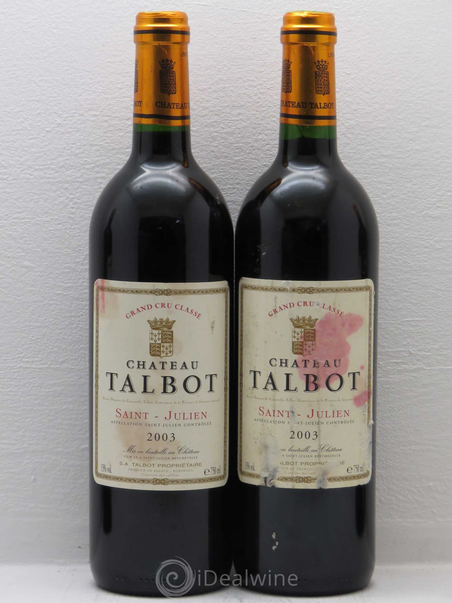 Château Talbot 4ème Grand Cru Classé 2003 - Lot de 4 bouteilles - 1