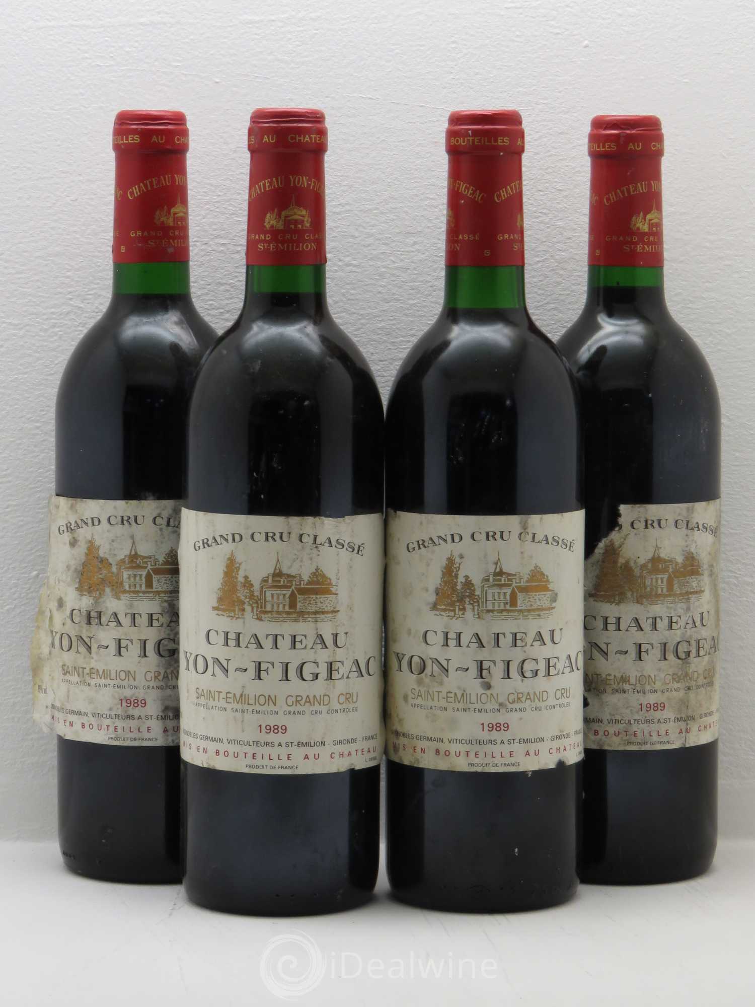 Château Yon Figeac Grand Cru Classé 1989 - Lot de 4 bouteilles - 0
