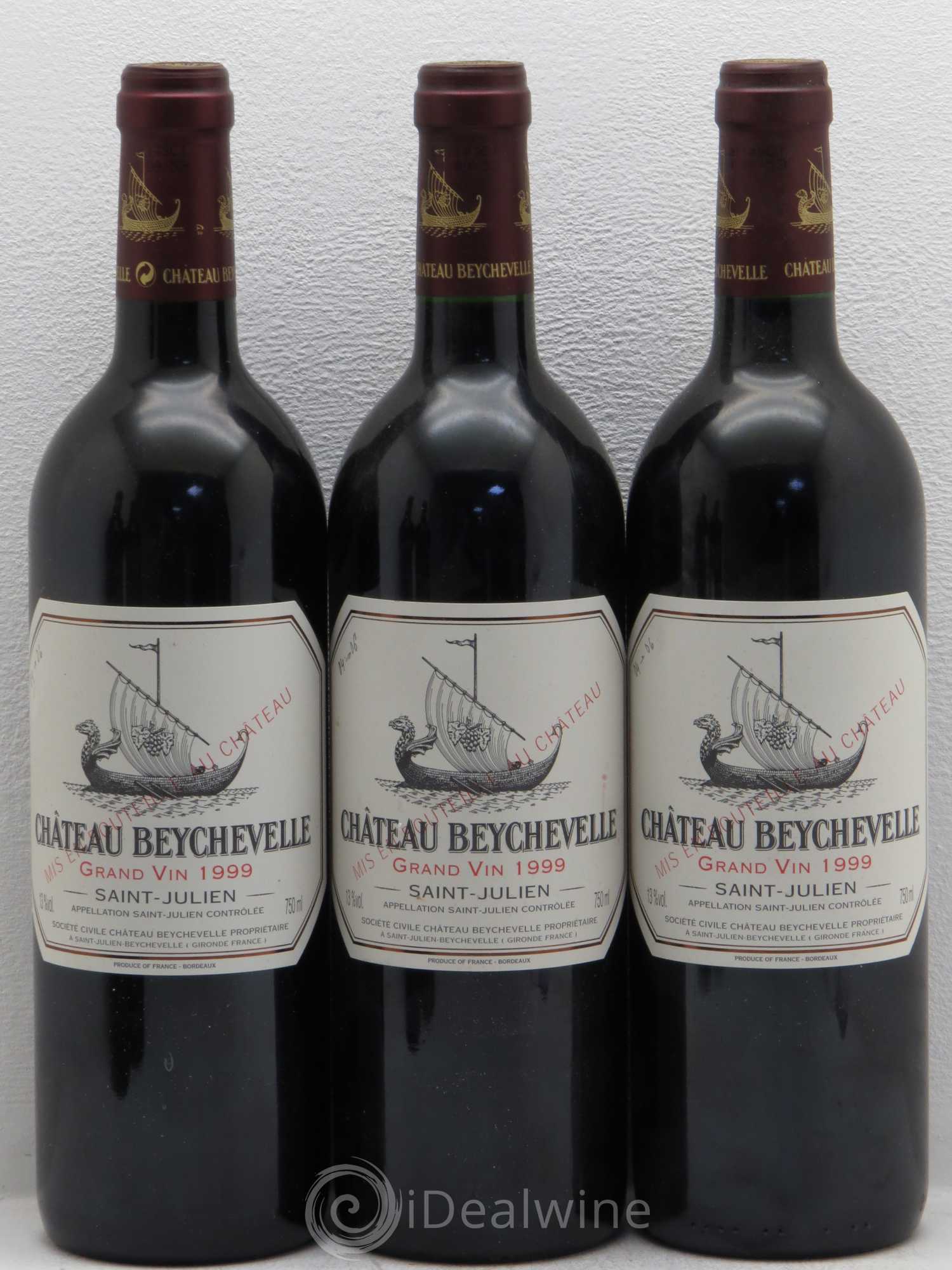 Château Beychevelle 4ème Grand Cru Classé Traces de stylo  1999 - Lot de 5 bouteilles - 1