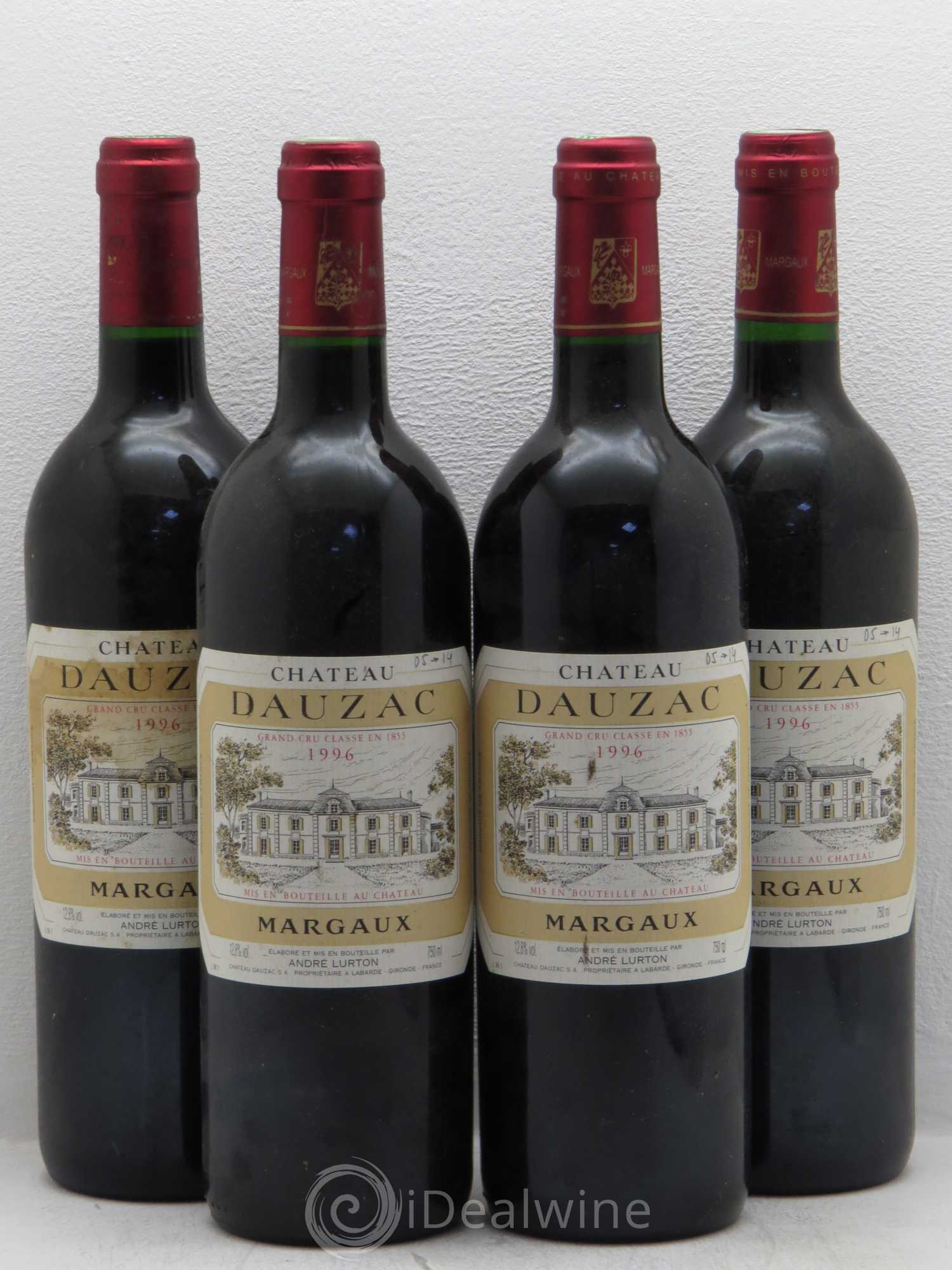 Château Dauzac 5ème Grand Cru Classé Traces de stylo 1996 - Lot de 4 bouteilles - 0