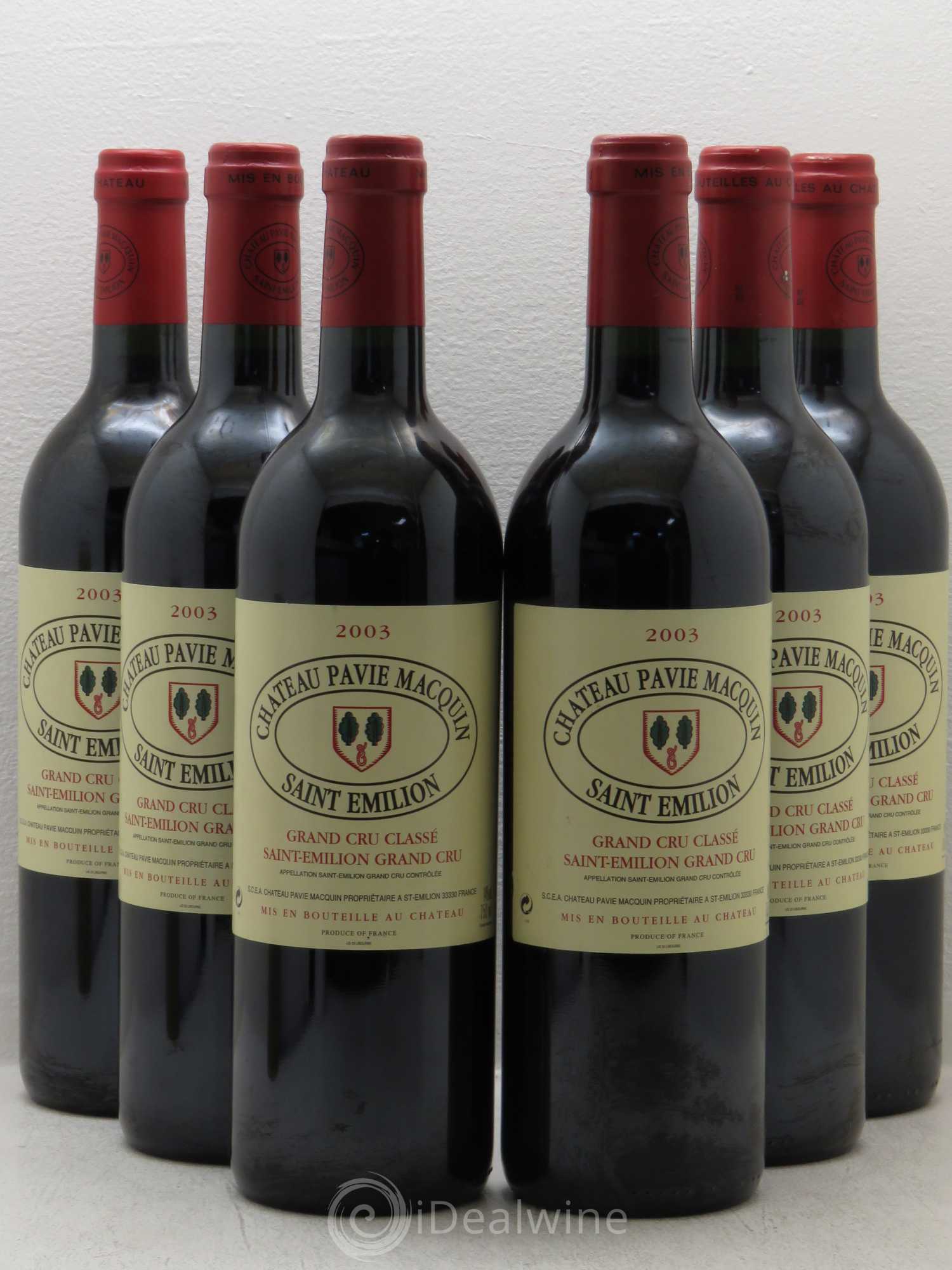 Château Pavie Macquin 1er Grand Cru Classé B 2003 - Lot de 6 bouteilles - 0