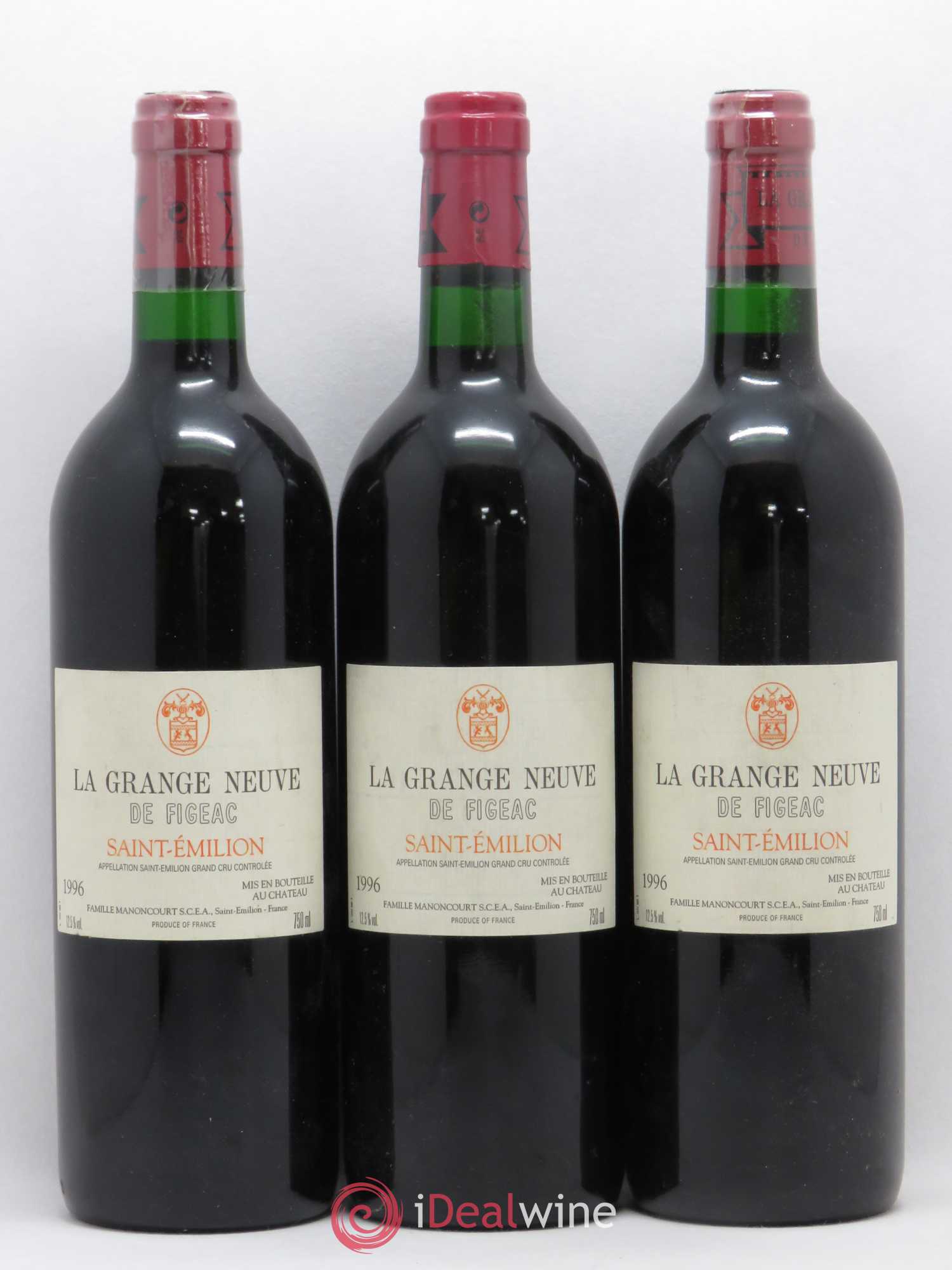 Château La Grange Neuve de Figeac 1996 - Lot de 3 bouteilles - 0