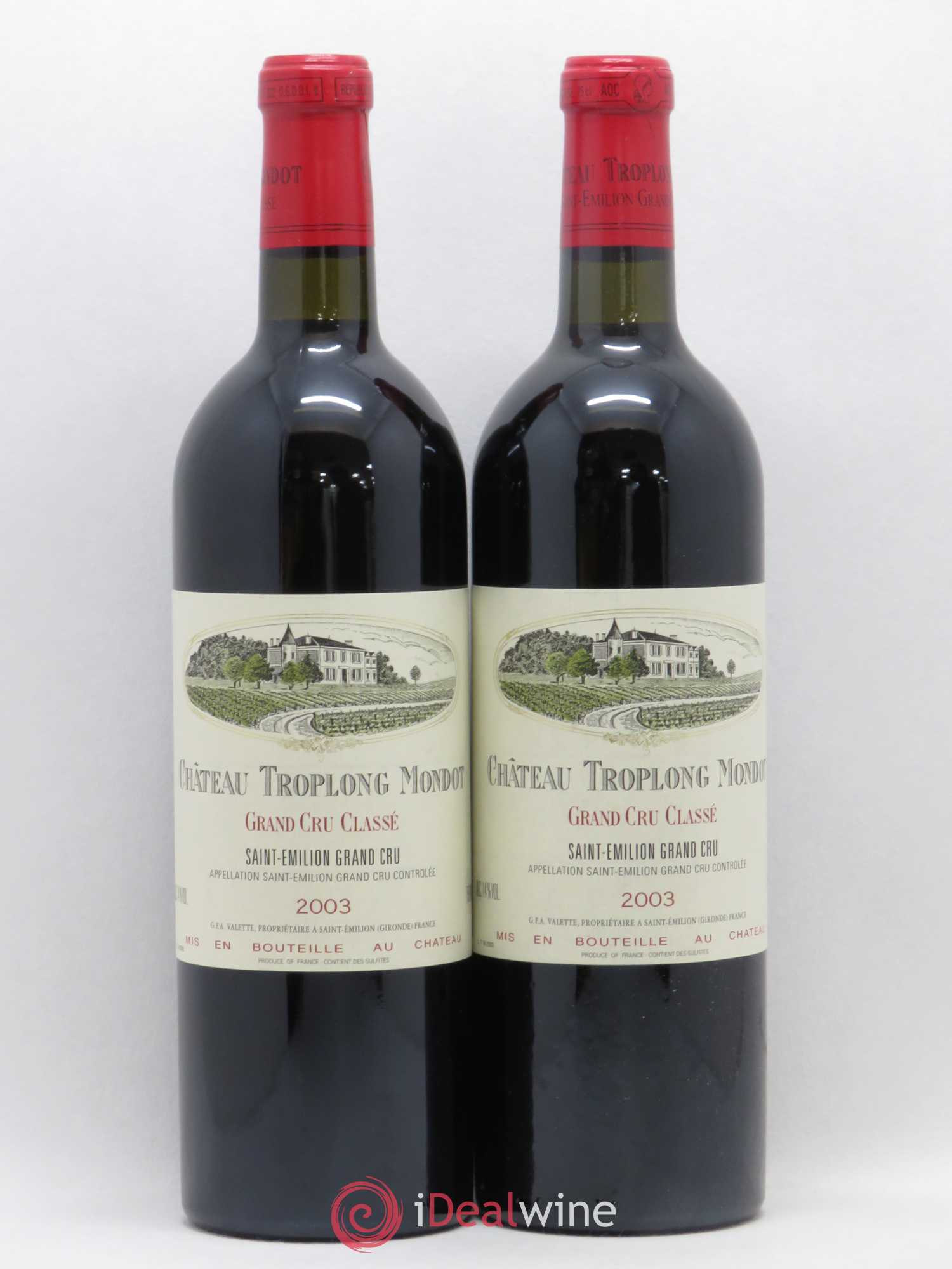 Château Troplong Mondot 1er Grand Cru Classé B 2003 - Lot de 2 bouteilles - 0