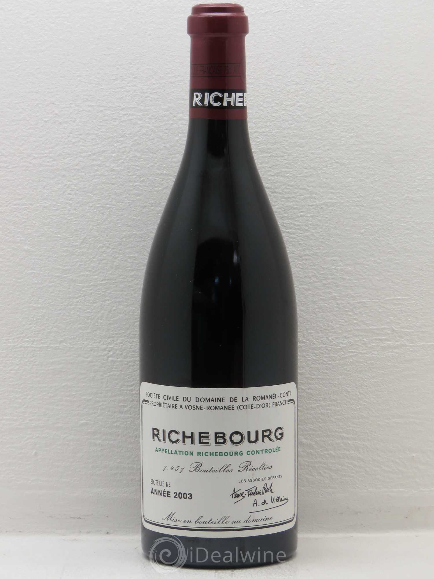 Richebourg Grand Cru Domaine de la Romanée-Conti 2003 - Lot de 1 bouteille - 0