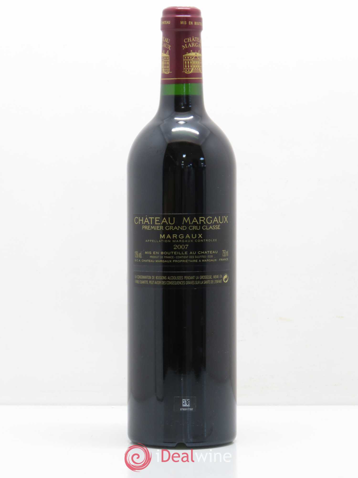 Château Margaux 1er Grand Cru Classé 2007 - Lot de 1 bouteille - 1