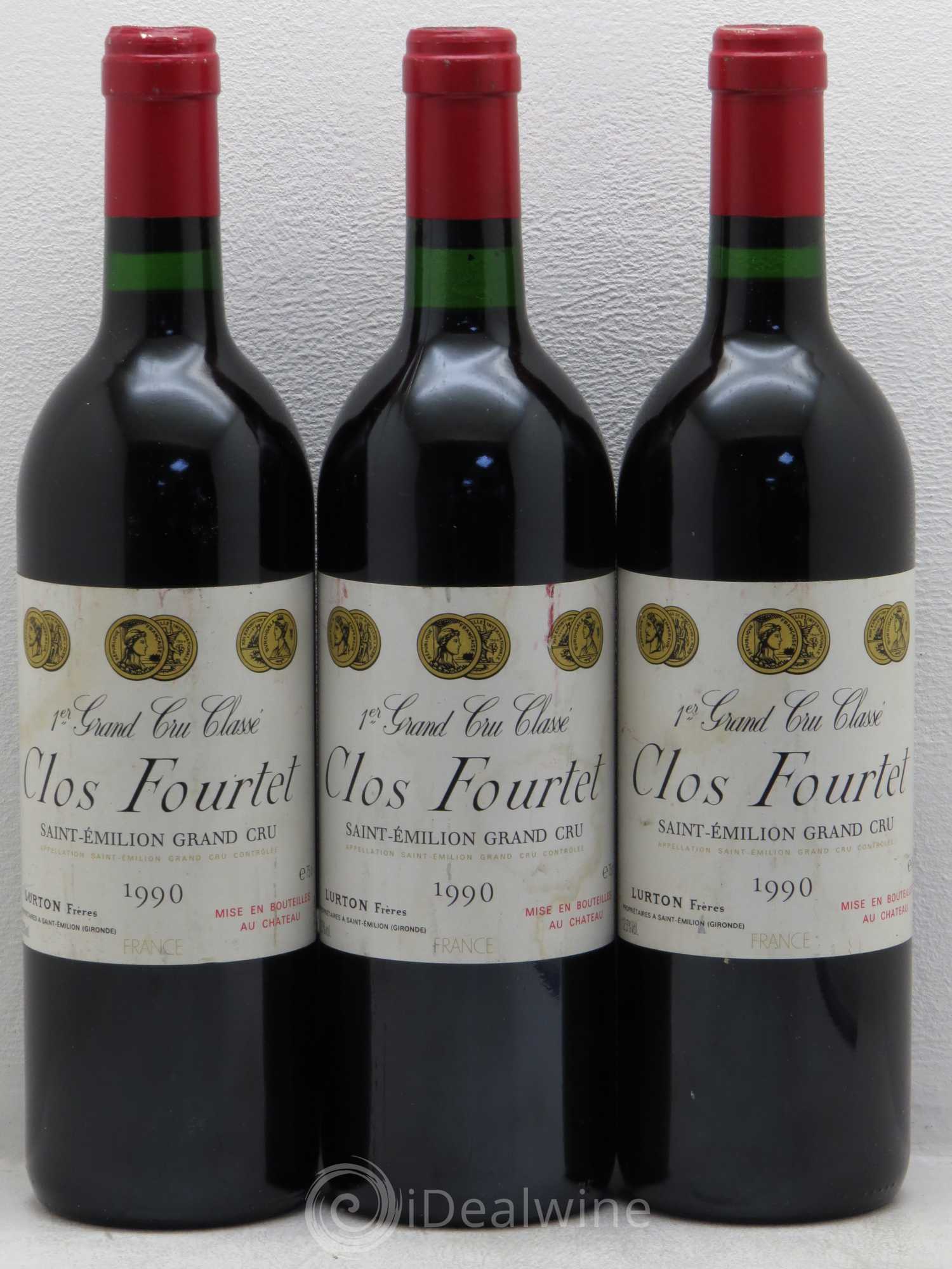 Clos Fourtet 1er Grand Cru Classé B 1990 - Lot de 3 bouteilles - 0