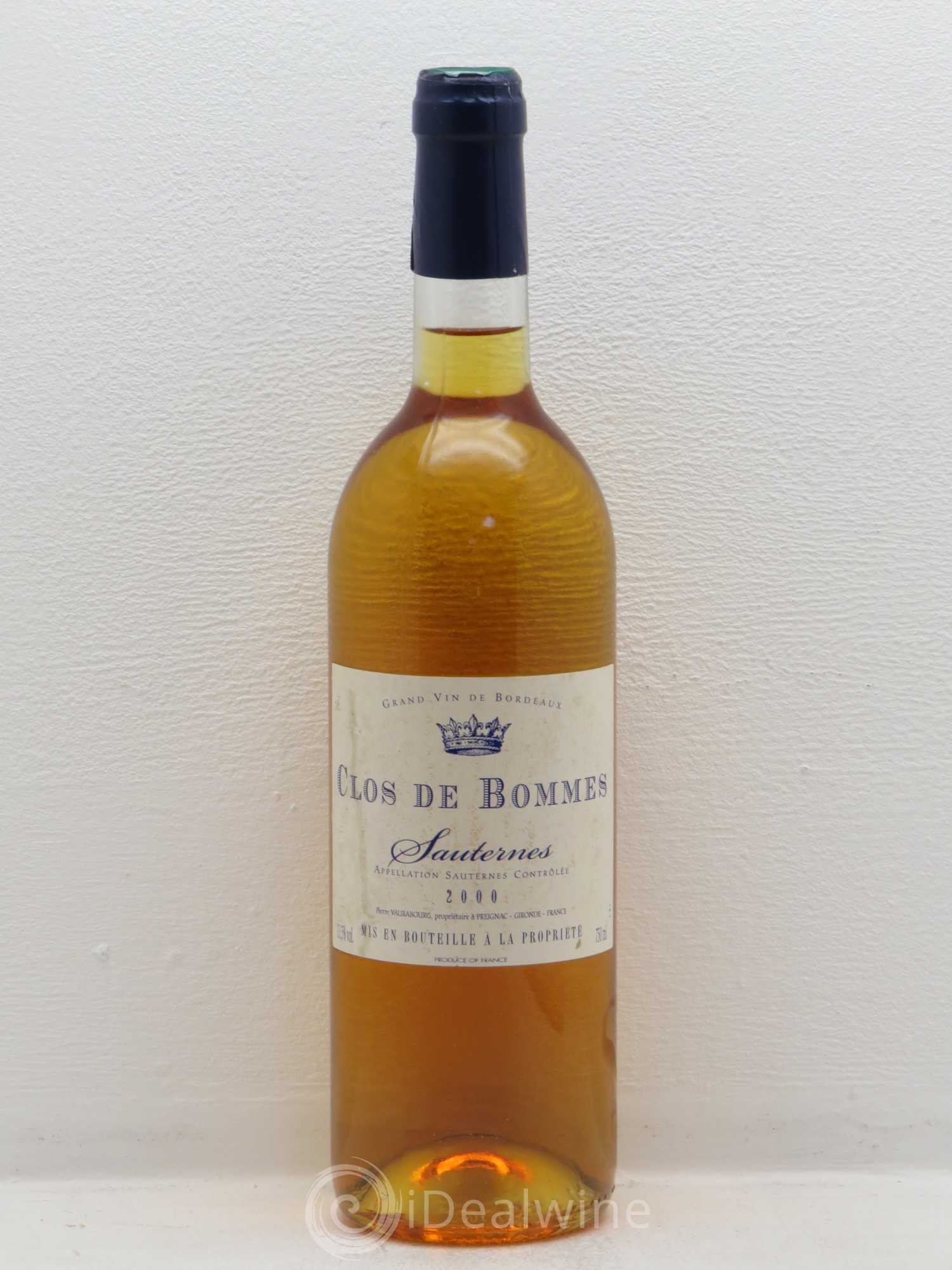 Sauternes Clos De Bommes (sans prix de réserve) 2000 - Posten von 1 Flasche - 0