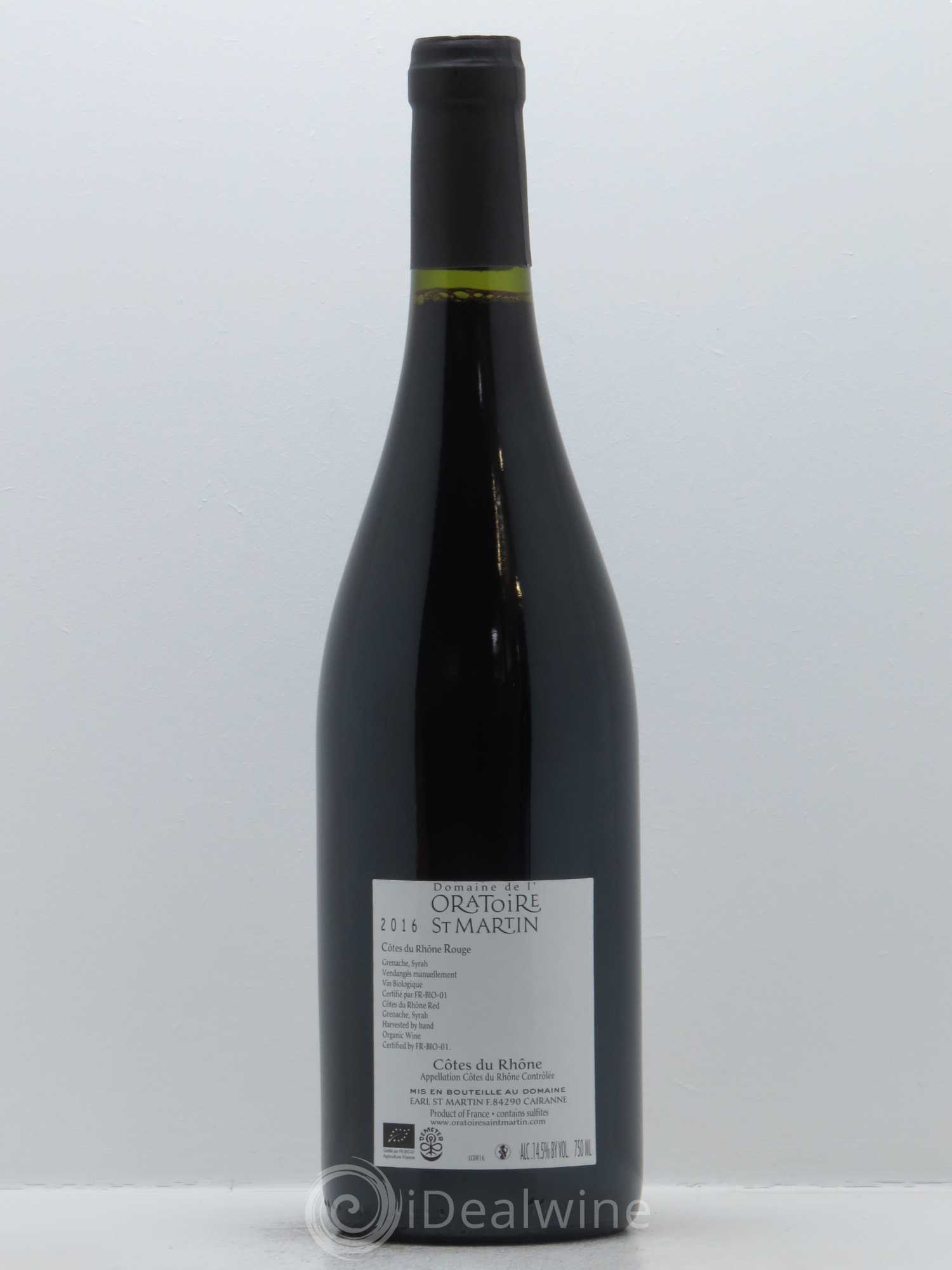 Côtes-du-Rhône Le Petit Martin Oratoire Saint-Martin - Frédéric et François Alary 2016 - Lot de 1 bouteille - 1