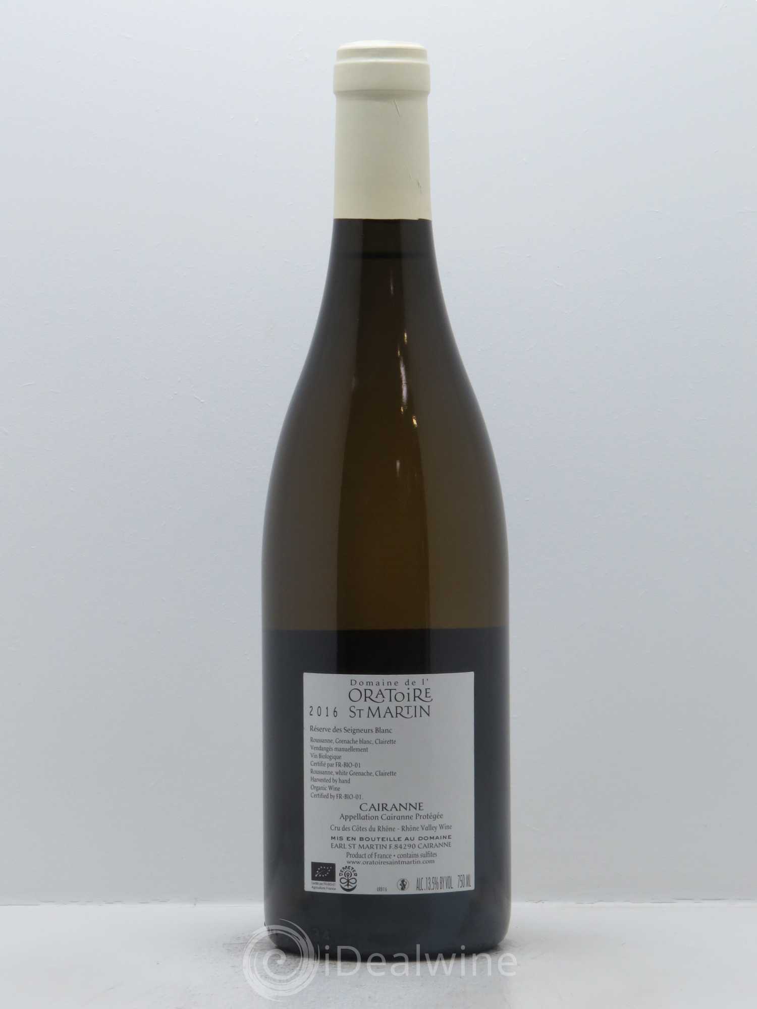 Cairanne Réserve des Seigneurs Oratoire Saint-Martin - Frédéric et François Alary 2016 - Lot de 1 bouteille - 1
