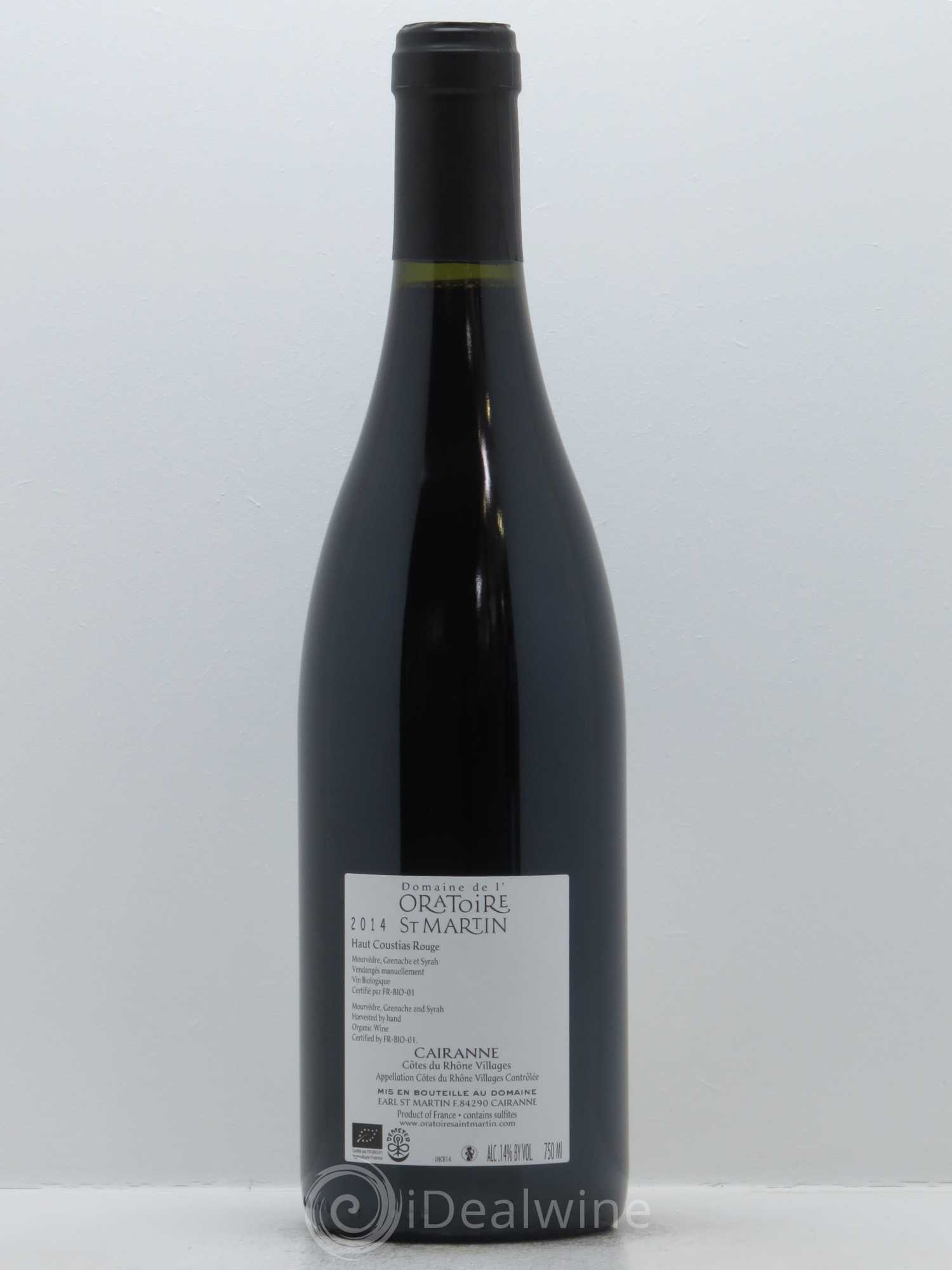 Cairanne Haut-Coustias Oratoire Saint-Martin - Frédéric et François Alary 2014 - Lot de 1 bouteille - 1
