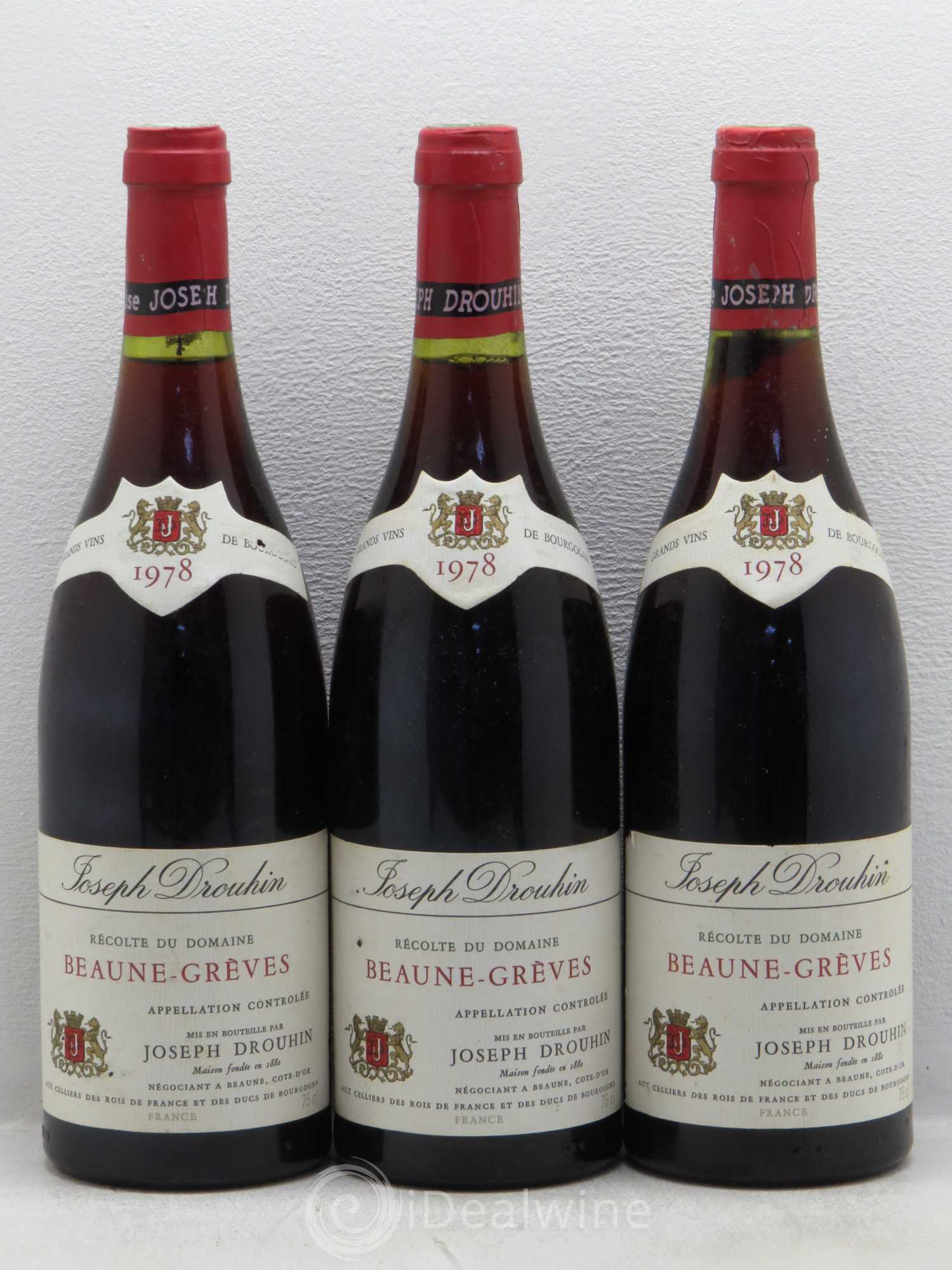 Beaune Greves Joseph Drouhin 1978 - Lot de 3 bouteilles - 0